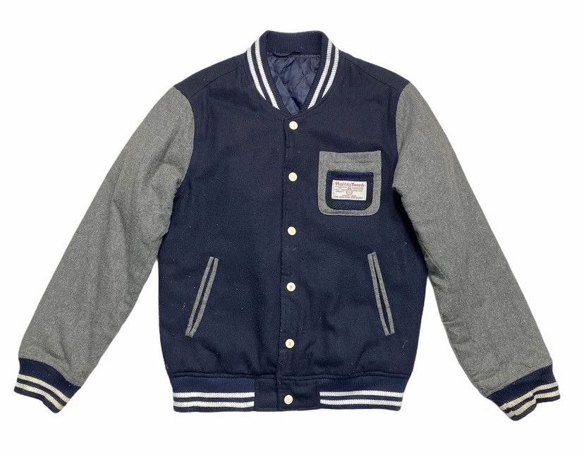 HARRIS TWEED WOOL VARSITY JACKET