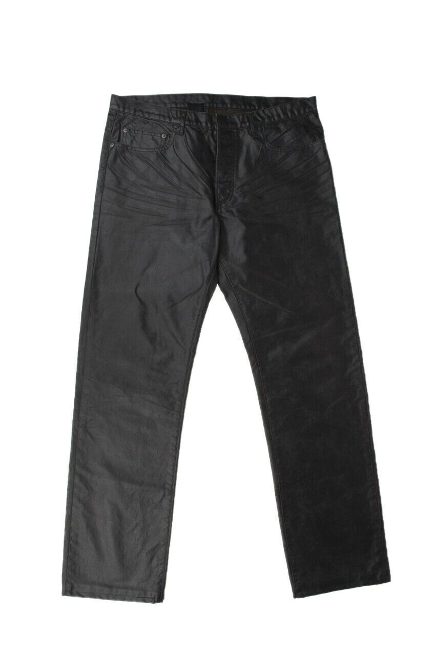 Pre-owned Dior Homme Aw03 Men Luster Coated Black Jeans Size 36us