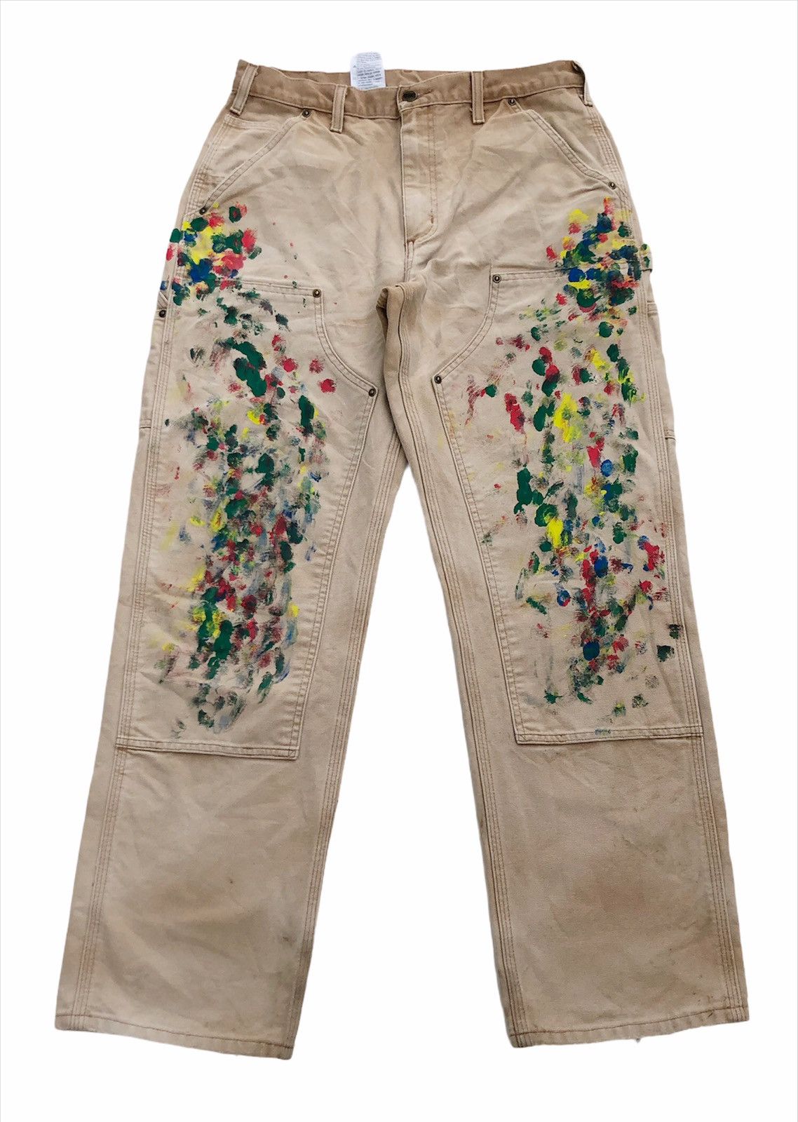 Carhartt × Carhartt Wip 💥Mega Rare!!!⚡️Carhatt Double Knee Custom Painted Carpenters Size US 31 - 1 Thumbnail