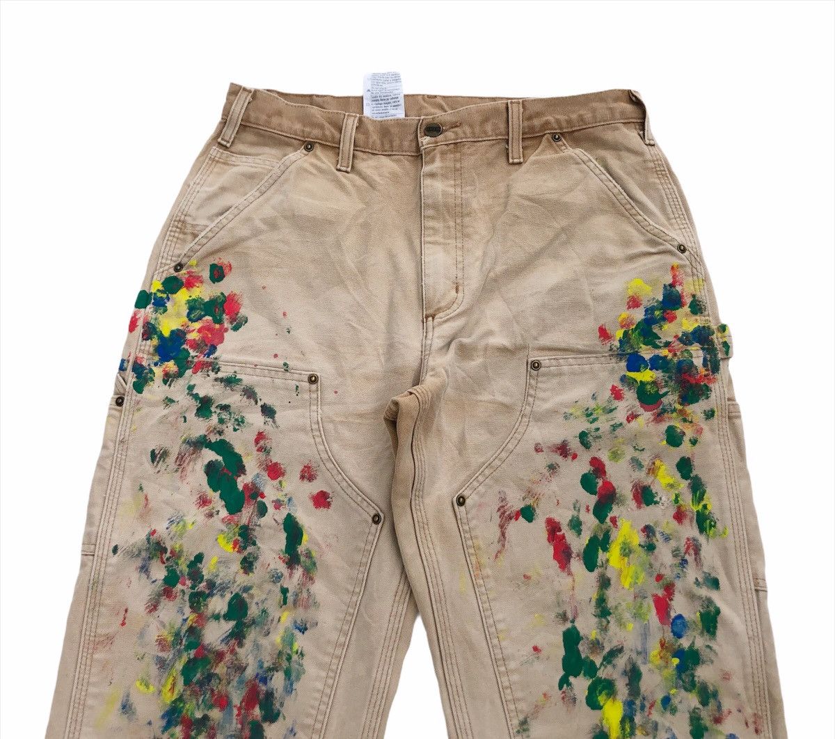 Carhartt × Carhartt Wip 💥Mega Rare!!!⚡️Carhatt Double Knee Custom Painted Carpenters Size US 31 - 10 Thumbnail
