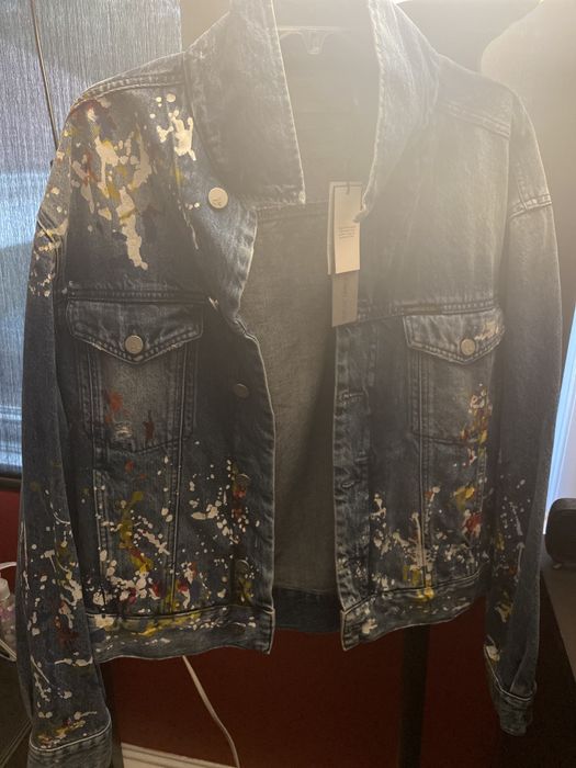 Calvin Klein Vintage Paint Splattered Distressed Denim Jacket Grailed