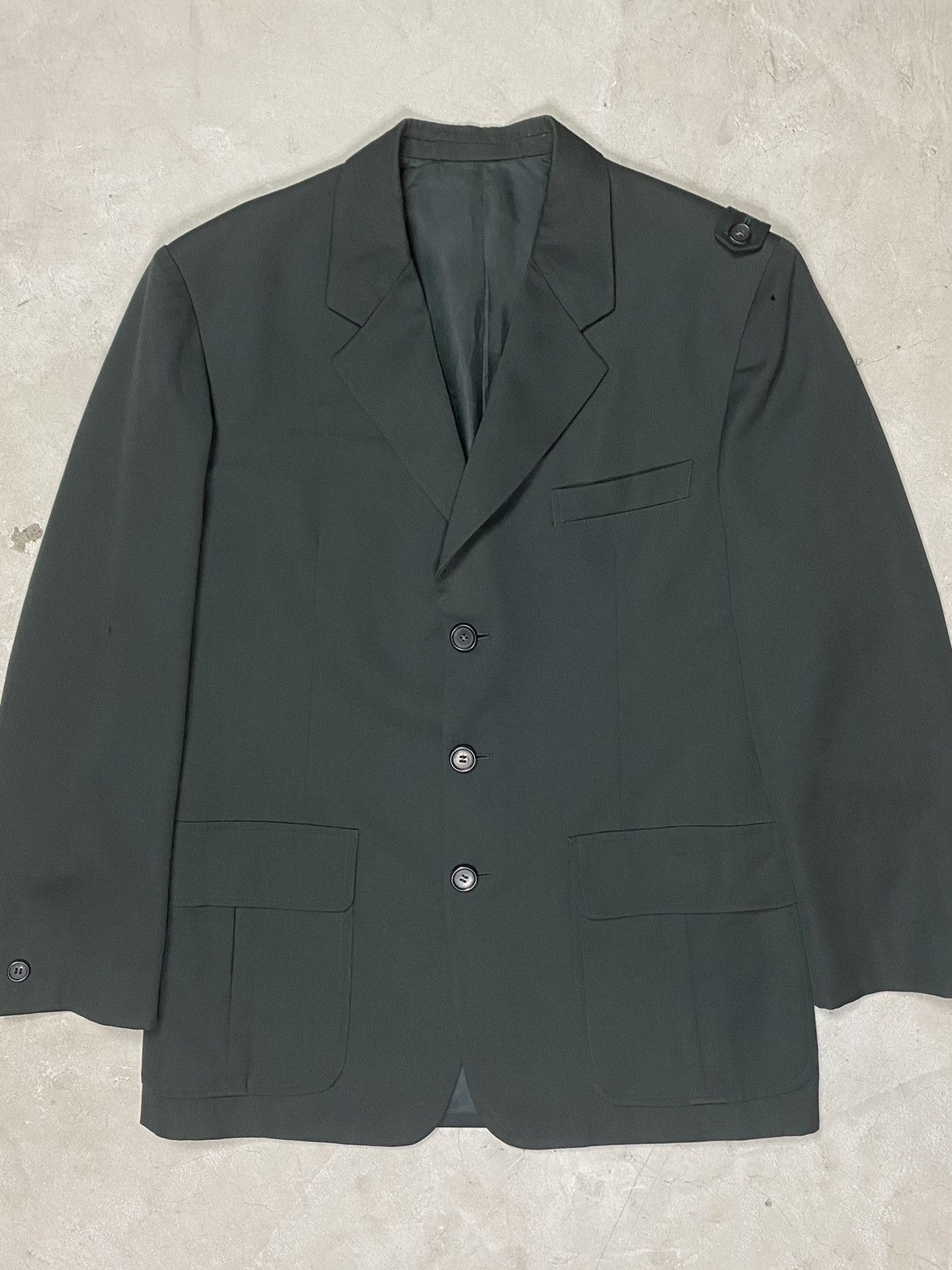Yohji Yamamoto 80’s YYPH Insanely Rare Green Wool Gab Military Blazer Size US M / EU 48-50 / 2 - 3 Thumbnail