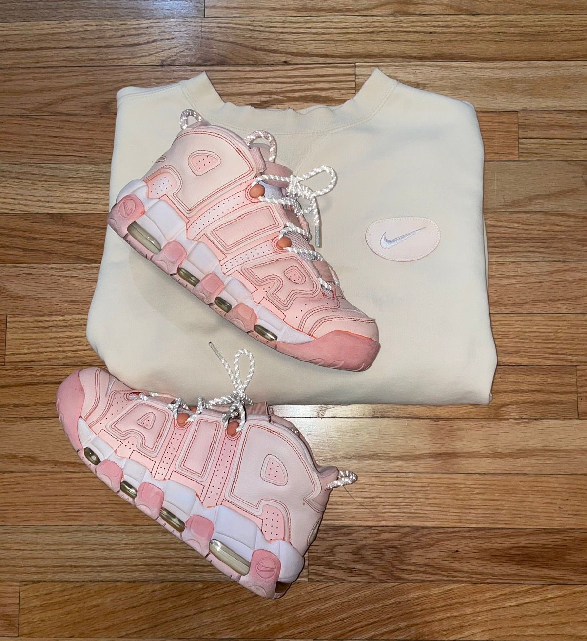 Nike Custom pink Nike air uptempo with matching sweater