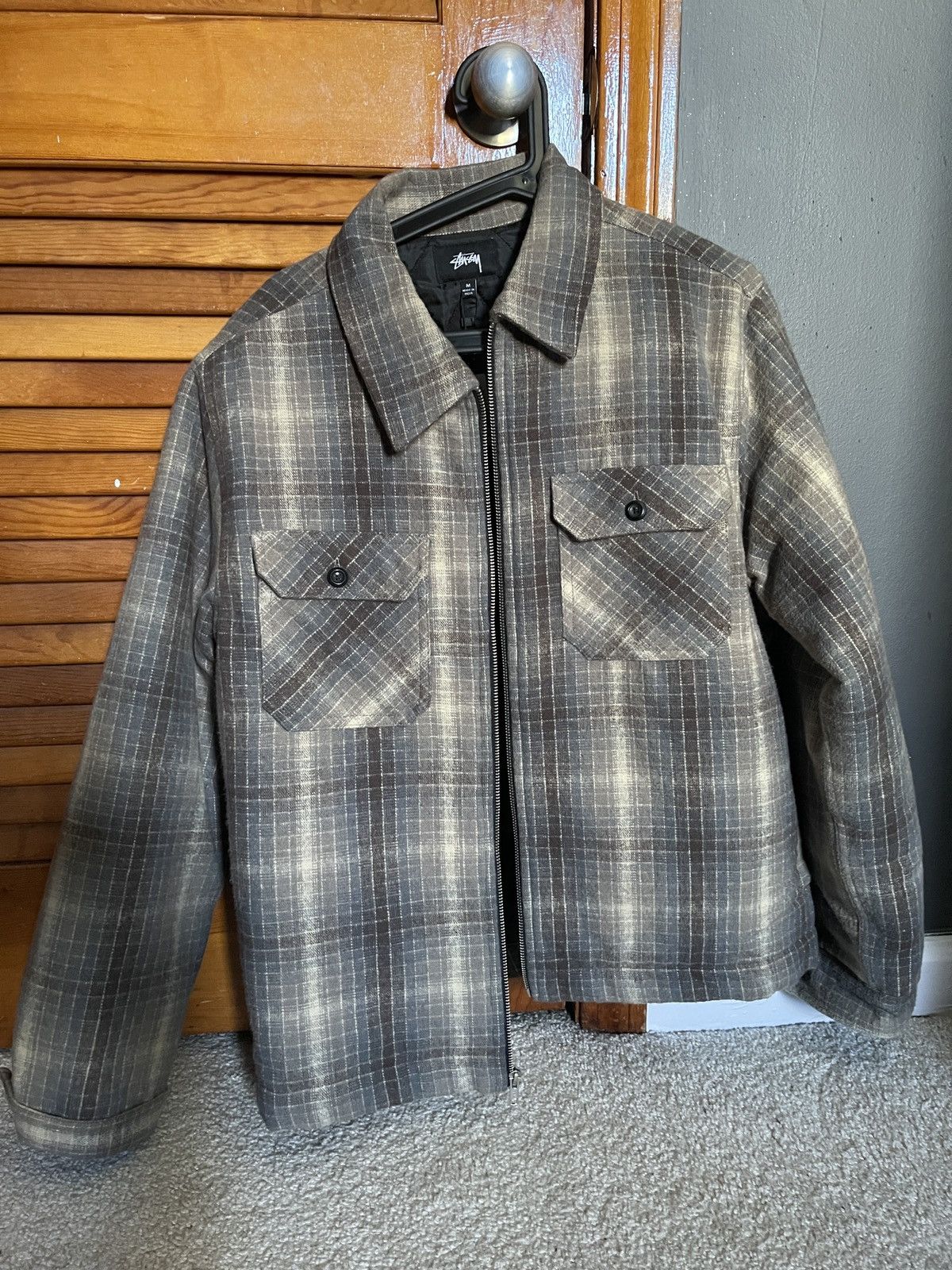 Stussy “HEAVY BRUSH” PLAID ZIP SHIRT JACKET | Grailed