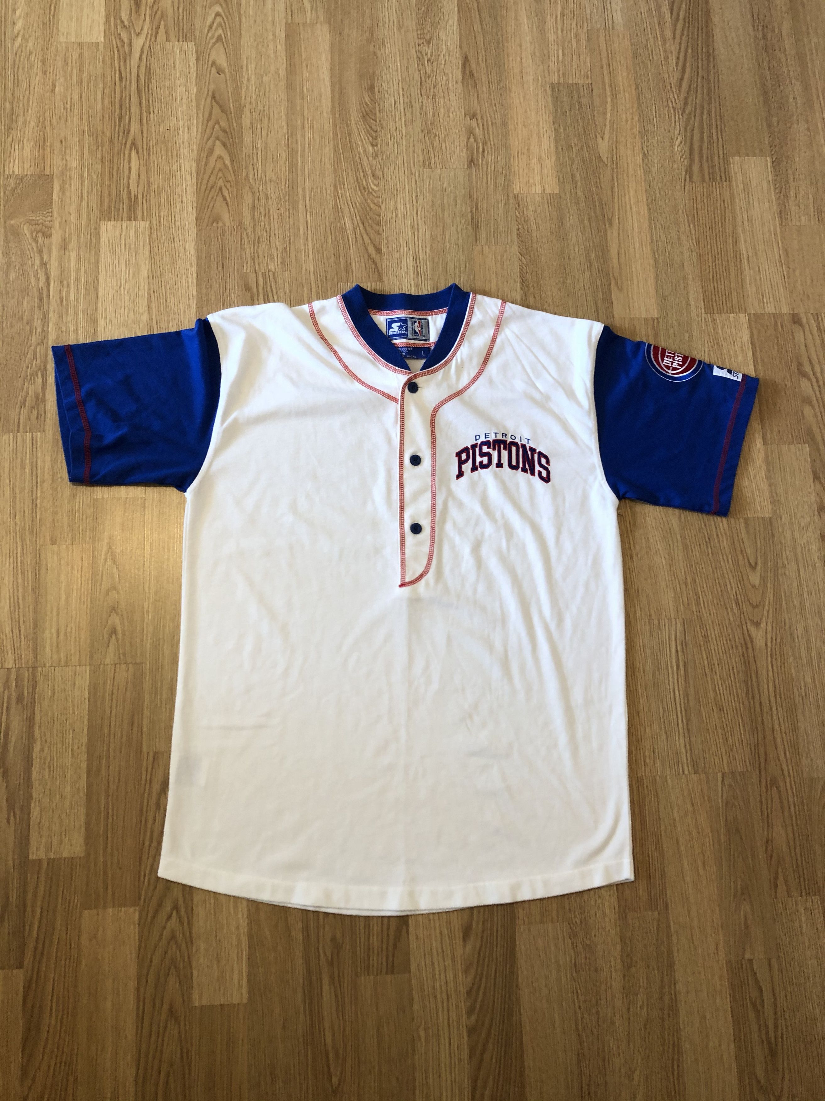 Starter Vintage Detroit Pistons Starter Baseball Shirt Jersey NBA L