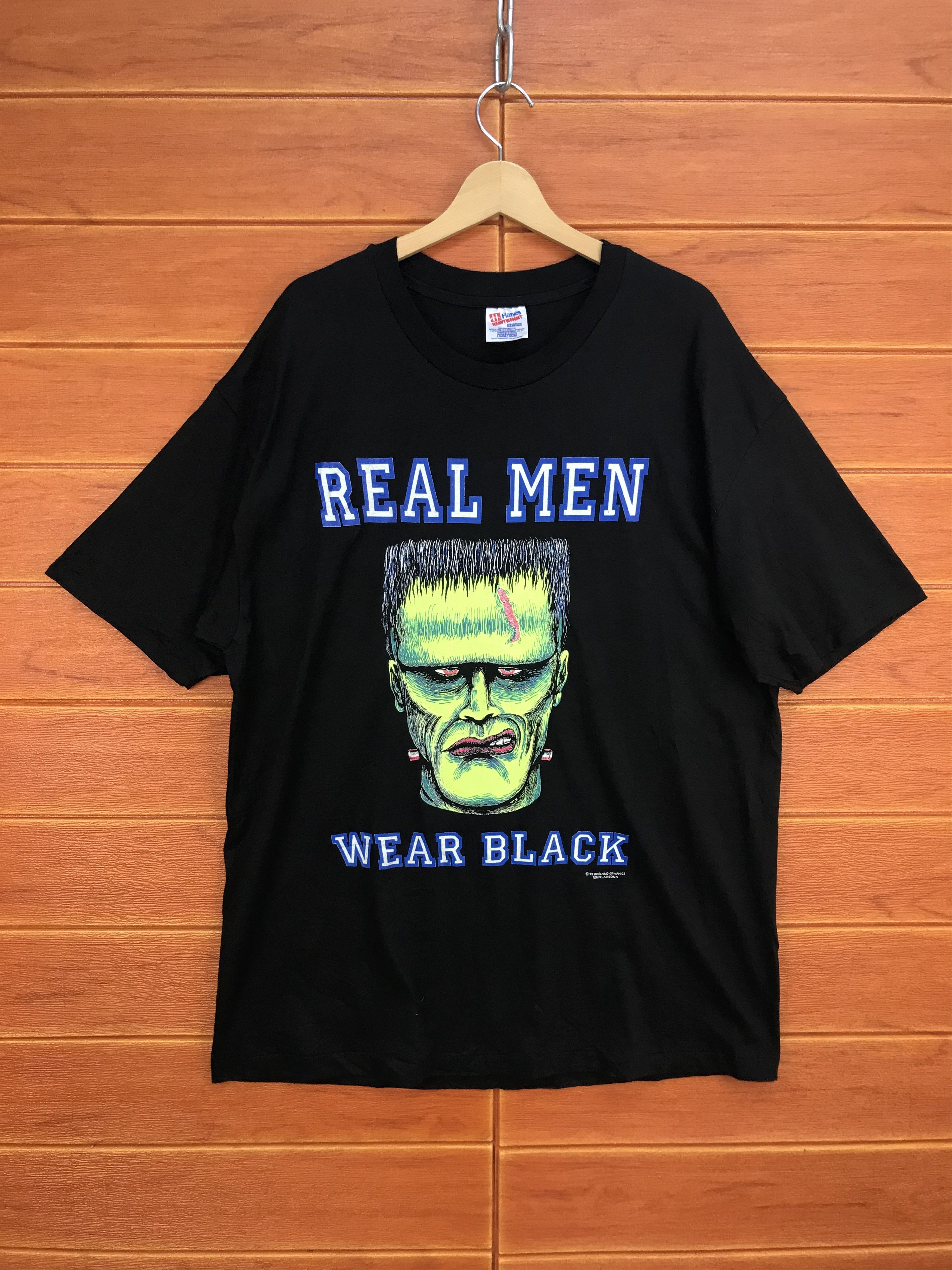 Vintage Vintage 90s Frankenstein Horror Movie Real Men Wear Black Size US XL / EU 56 / 4 - 2 Thumbnail