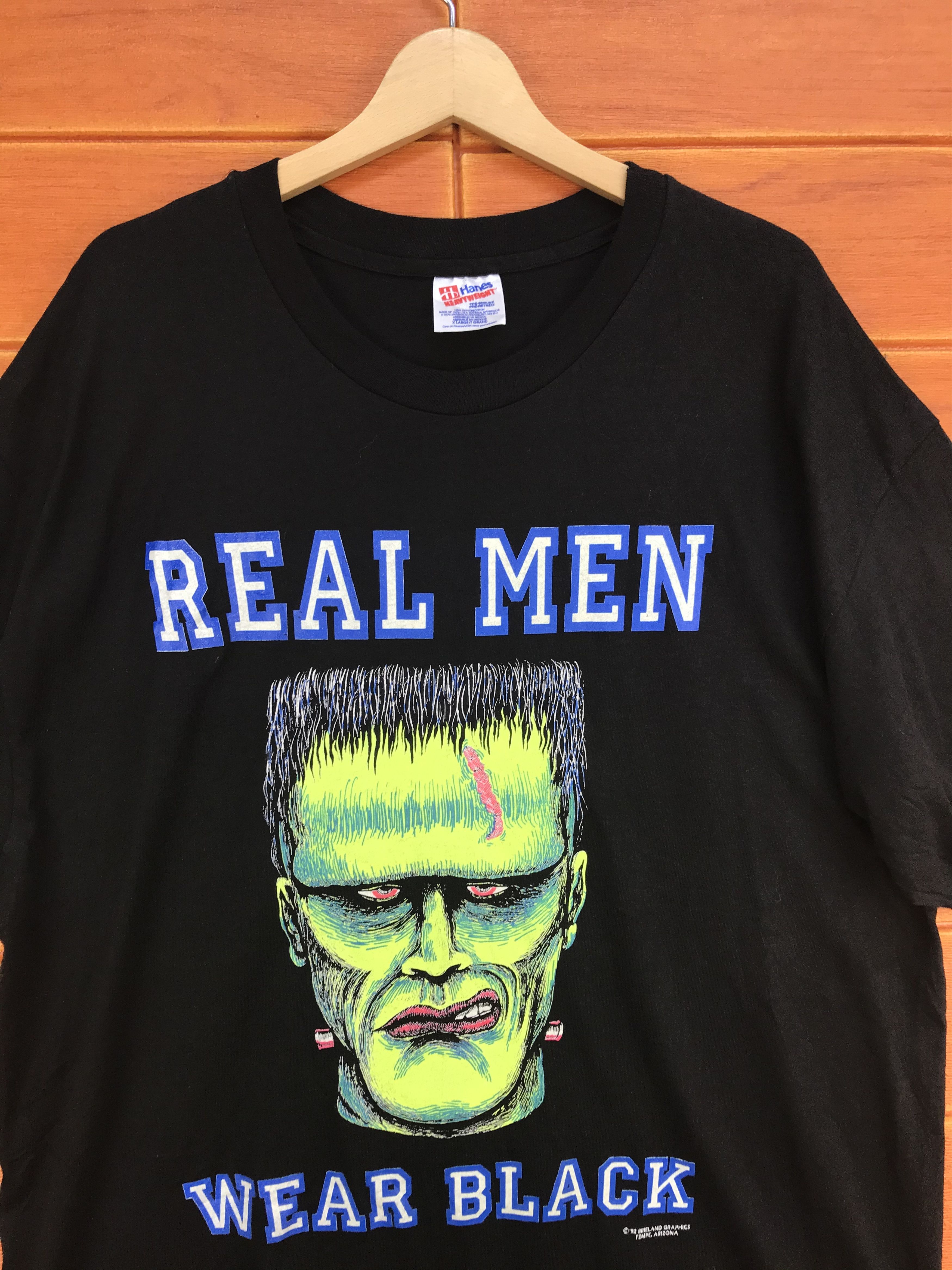Vintage Vintage 90s Frankenstein Horror Movie Real Men Wear Black Size US XL / EU 56 / 4 - 3 Thumbnail
