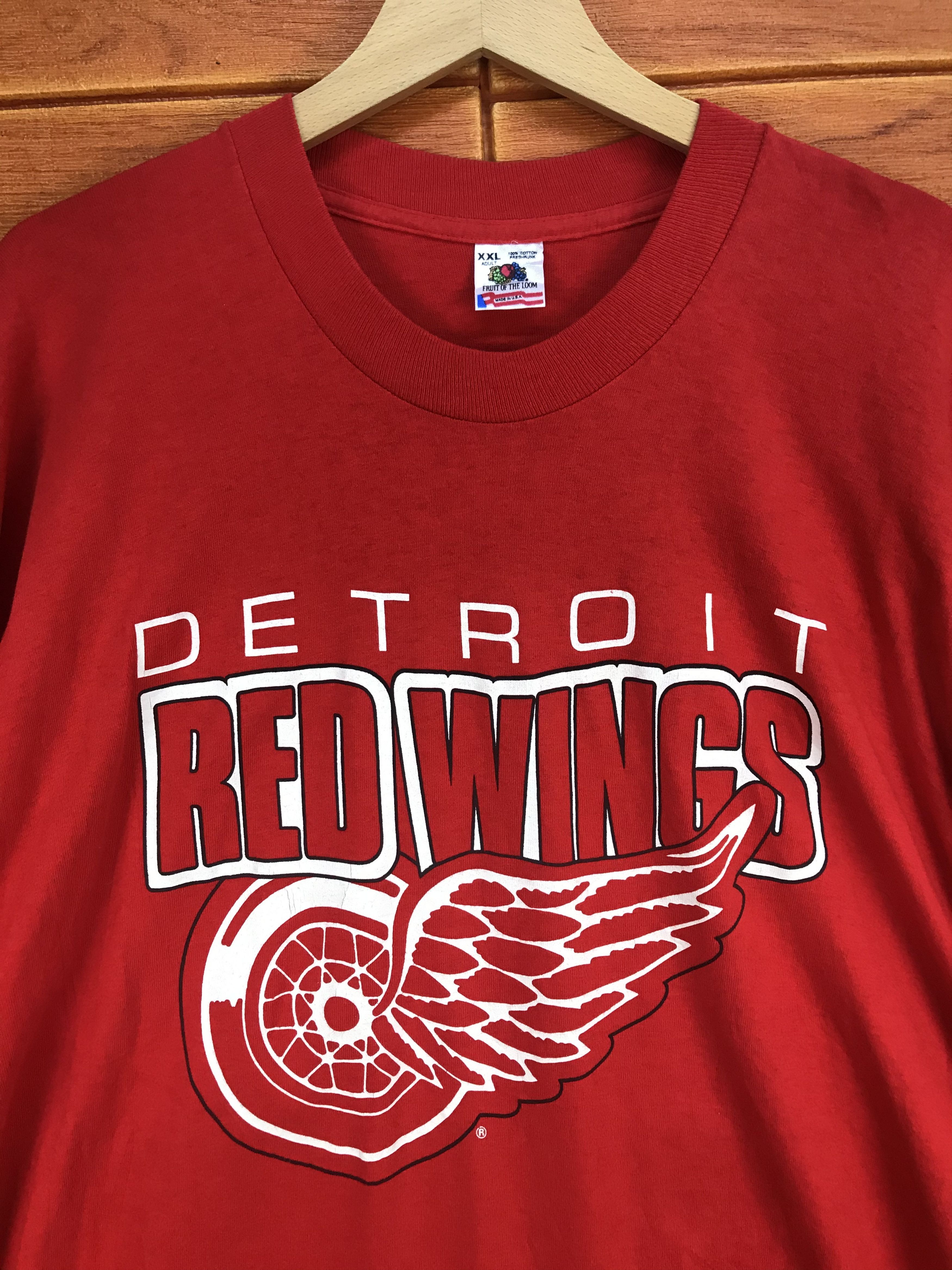 Red Wing Vintage 90s DETROIT RED WING Big Logo Nhl Shirt Size US XXL / EU 58 / 5 - 2 Thumbnail