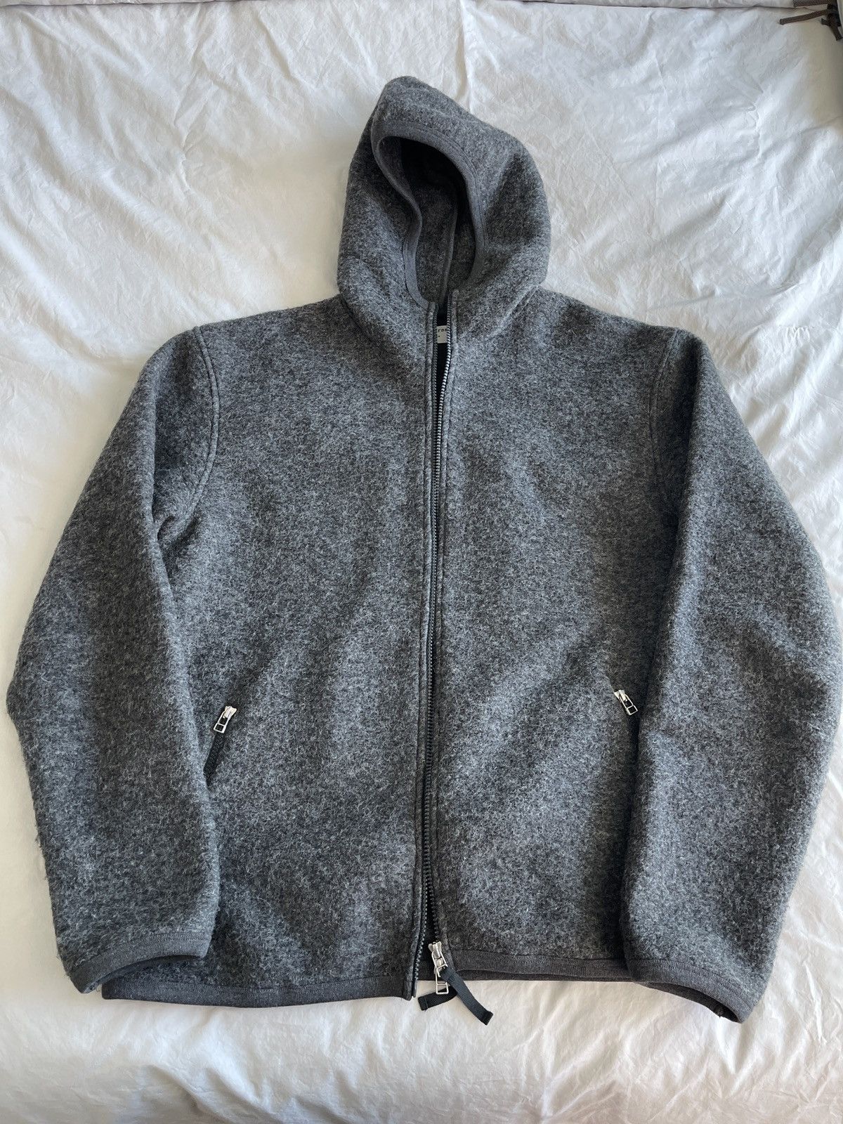 Image of Universal Works Wool Full Zip Hoodie in Grey, Men's (Size 2XL)