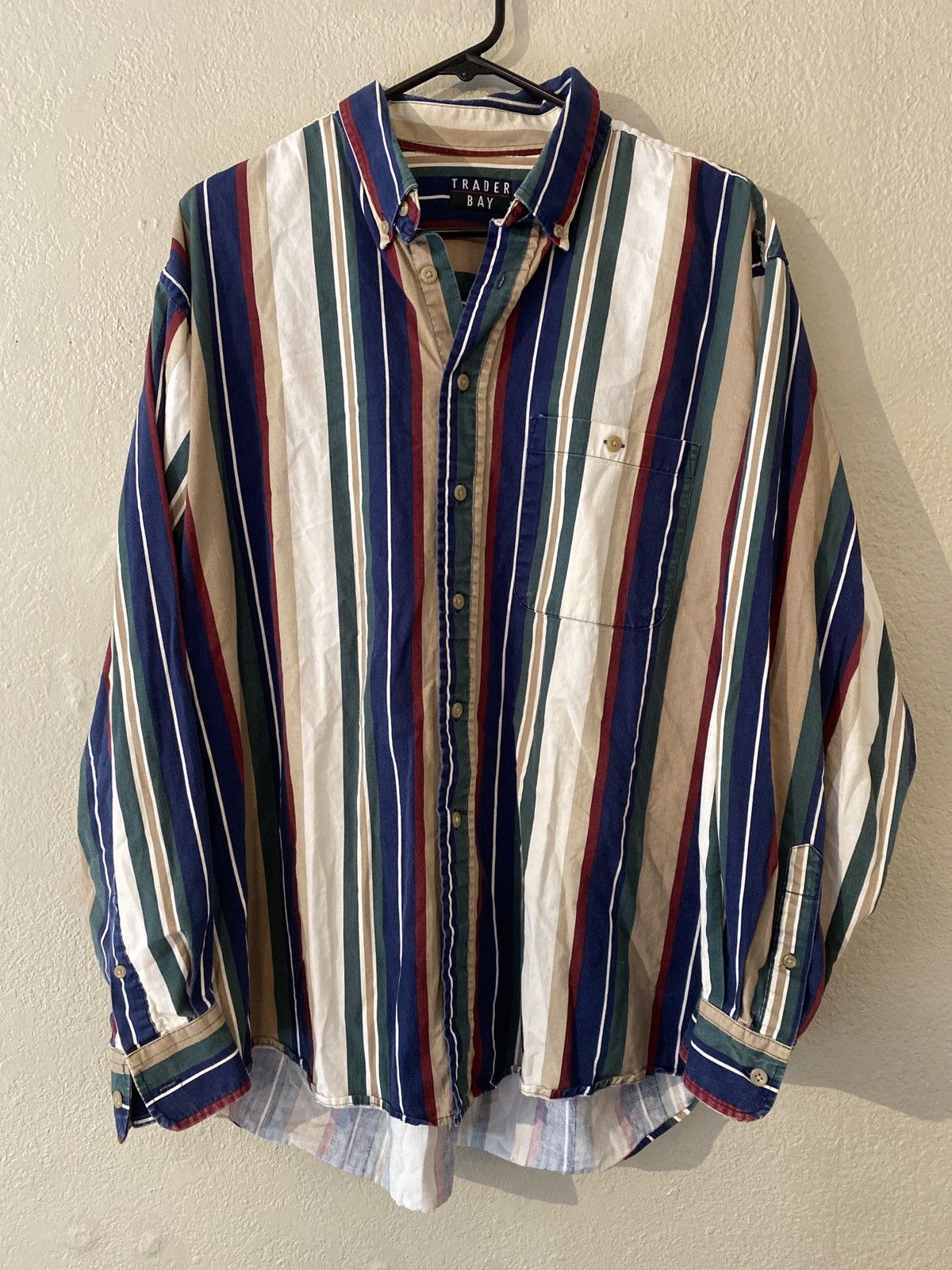 image of 90's Trader Bay Long Sleeve Button Up Shirt in Brown, Men's (Size XL)