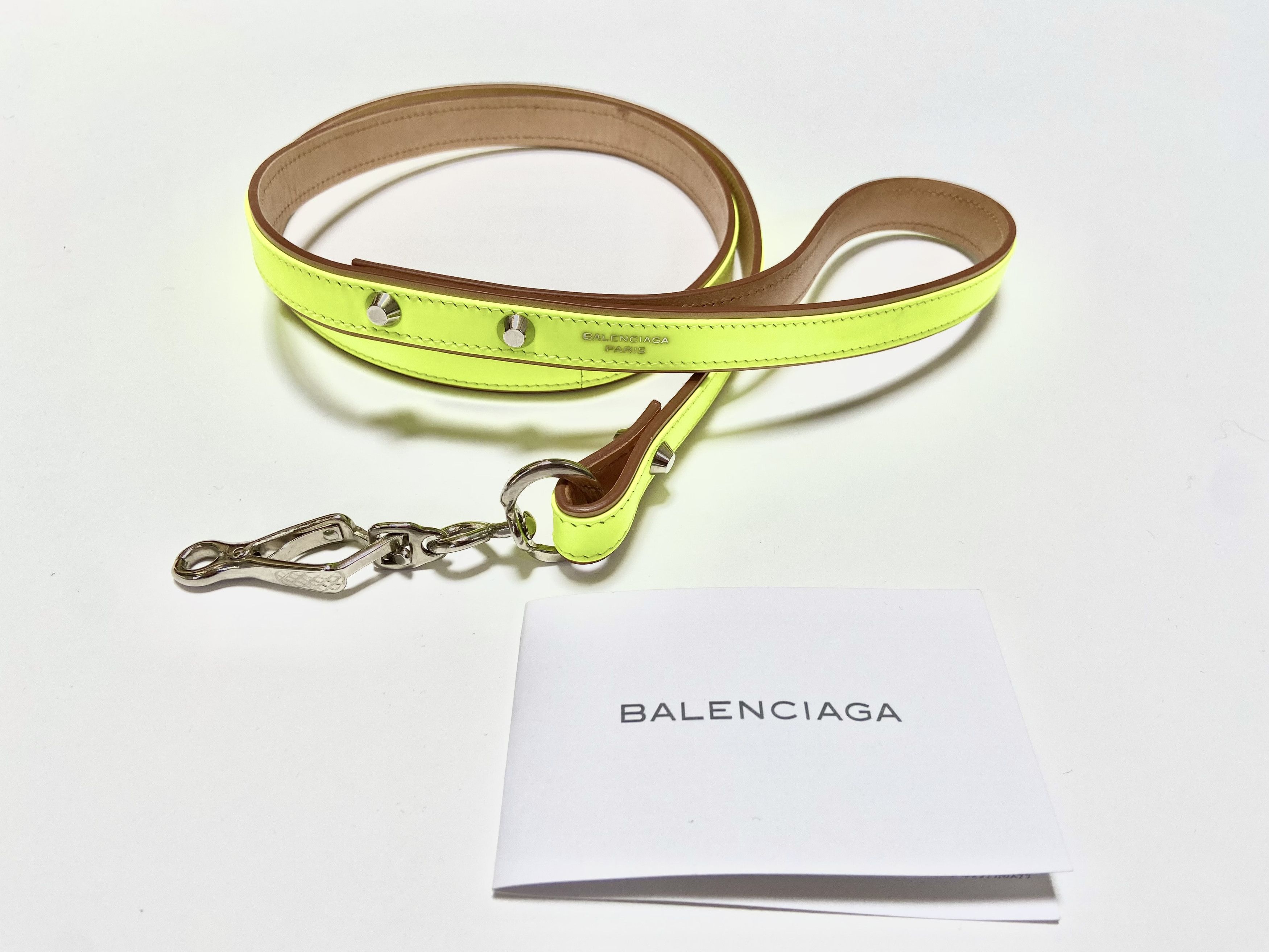 Balenciaga NEW BALENCIAGA Dog Leash Highlighter Neon Yellow Leather Grailed