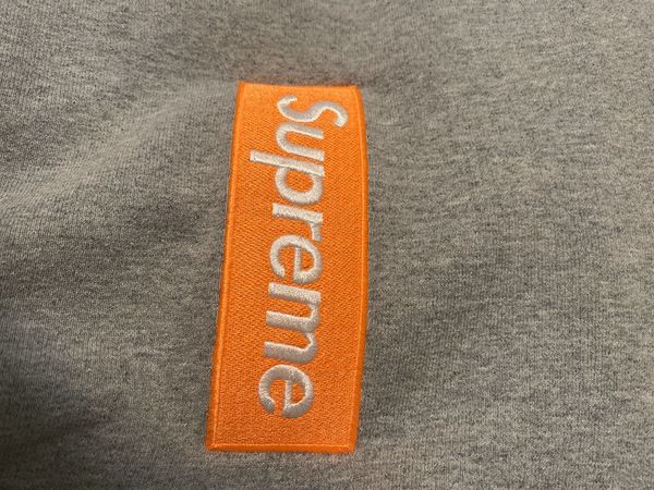 Supreme Orange Box Logo Heather Gray Hoodie - Size XL