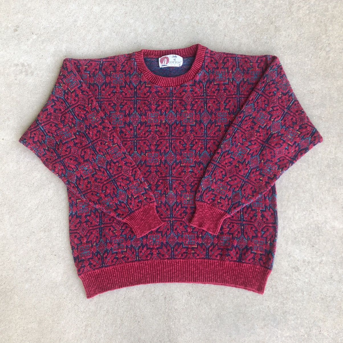 Vintage Vintage 1990’s Isle of Cotton Made in USA Red Knit Sweater ...