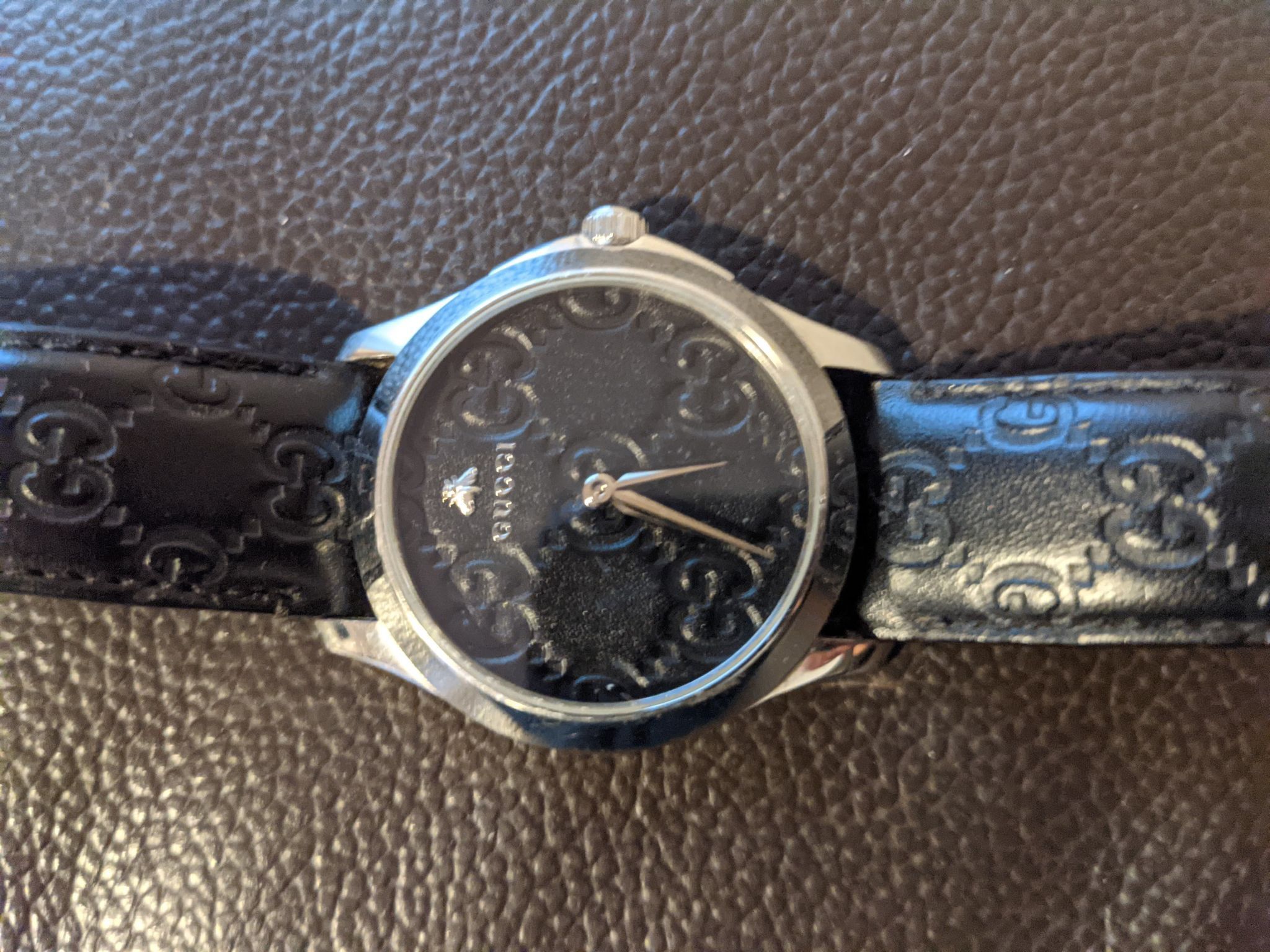 Gucci Gucci Watch Black Leather Monogram Bee 126.4 Bee | Grailed