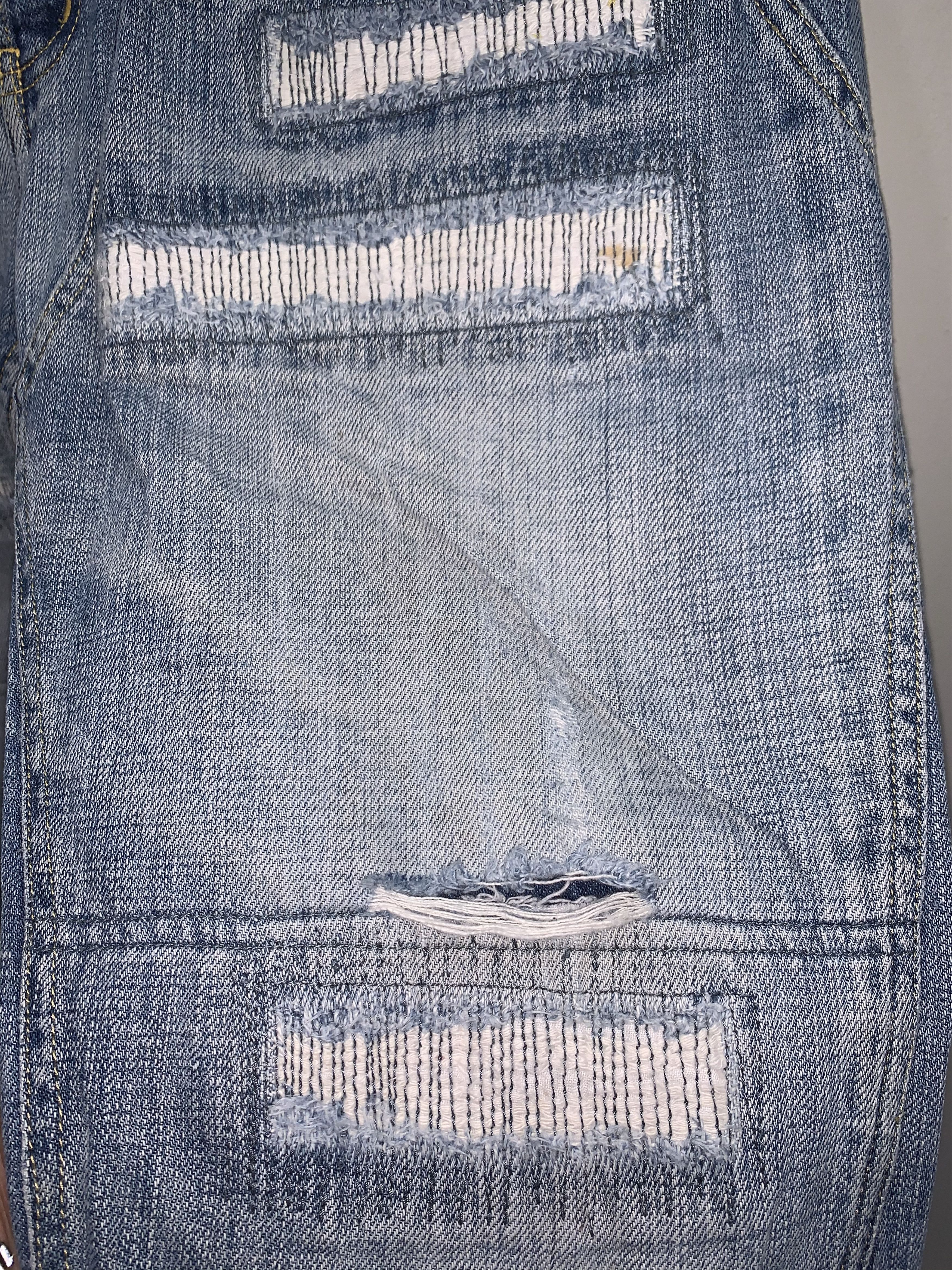 Vintage Double Knee Distressed Denim Pant Size US 33 - 3 Thumbnail