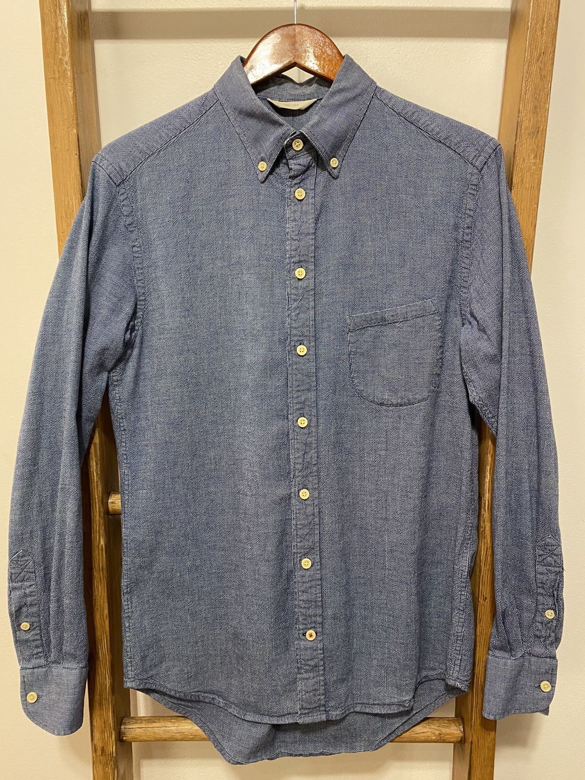 NN07 Blue Slub Heavy Cloth Button Up Size US S / EU 44-46 / 1 - 1 Thumbnail