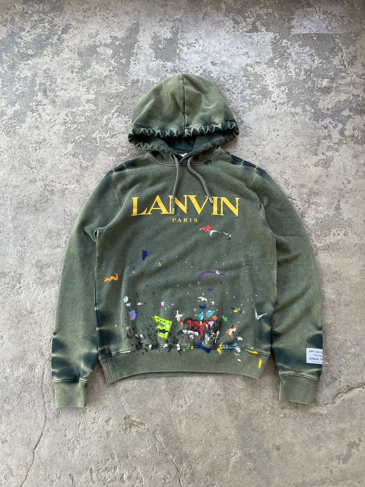 Pre-owned Gallery Dept. X Lanvin Gallery Dept Logo Hoodie With Paint In Green