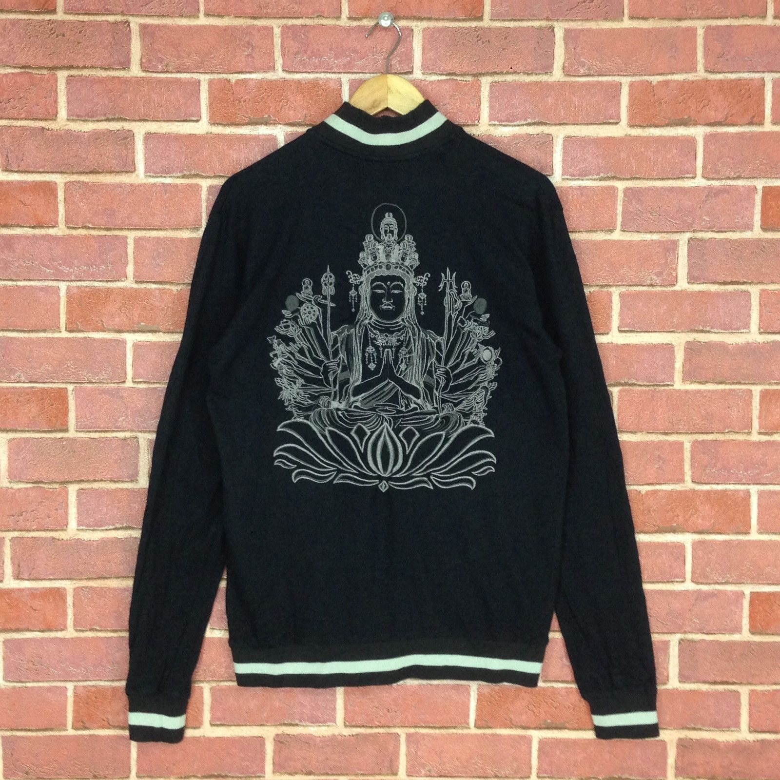 image of Arts Science Vintage Varsity Jacket Embroidery Style Sukajan Nice Design in Black (Size Medium)