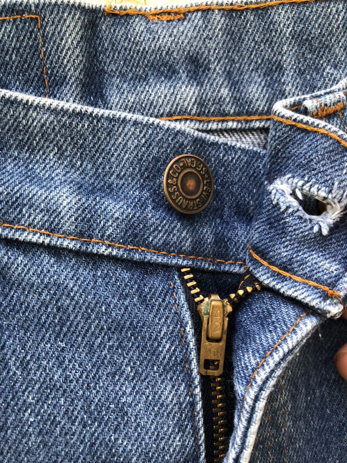 Levi's × Vintage 70s 80s Levi’s Orange Tab Released Hem Painter Denim Flare Size US 32 / EU 48 - 7 Thumbnail
