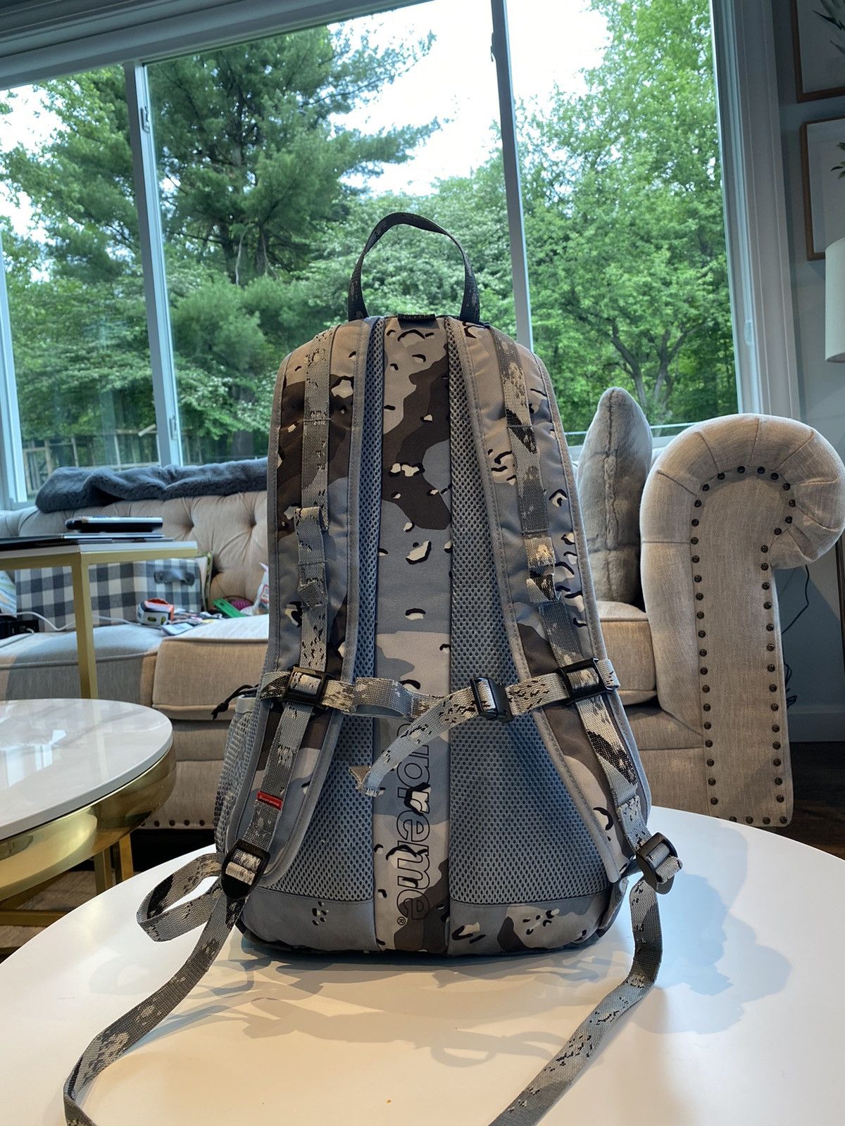 Blue chocolate chip camo supreme backpack hotsell