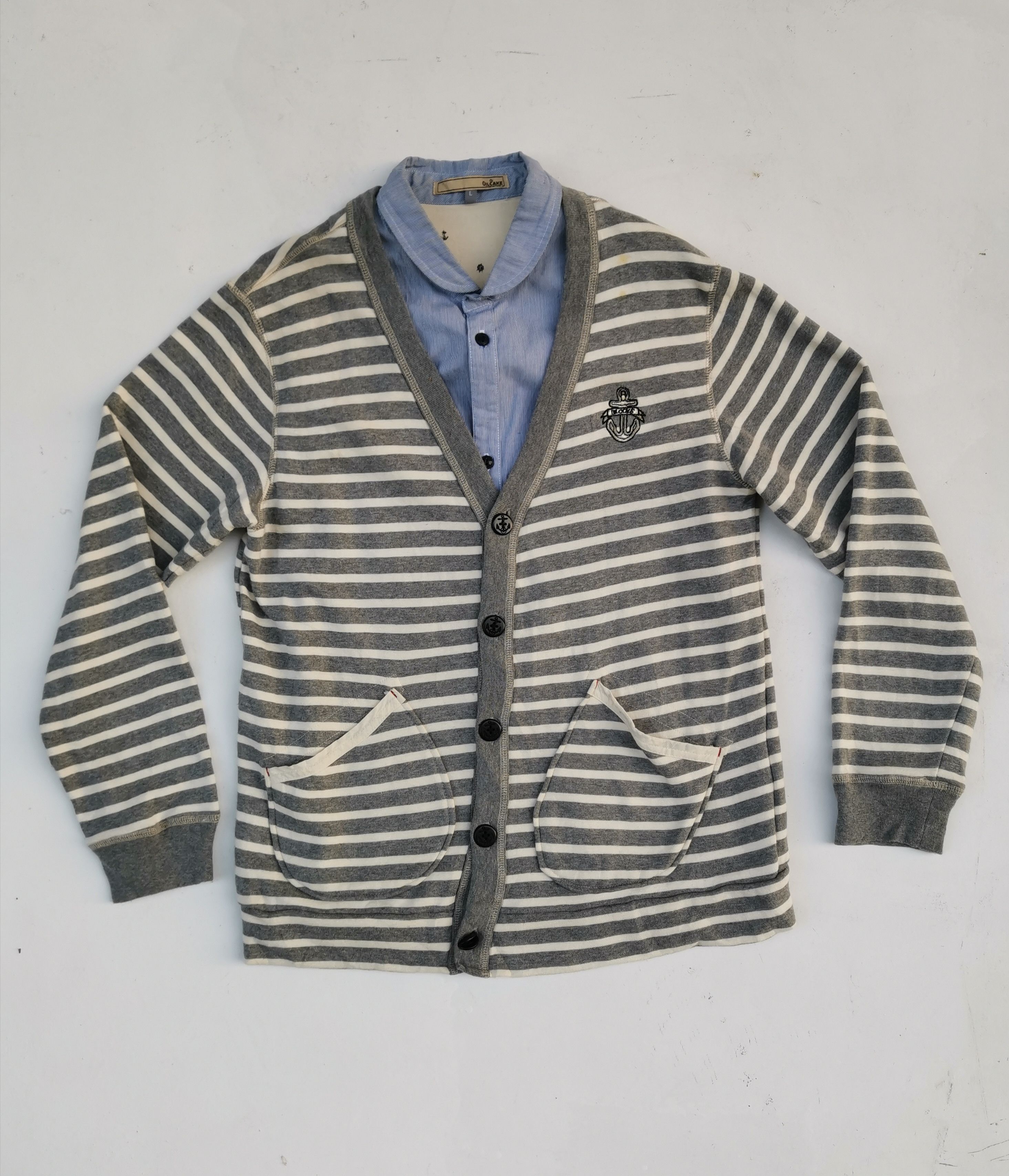Other Vintage Oil Cake Striped Cardigan Size US L / EU 52-54 / 3 - 1 Thumbnail
