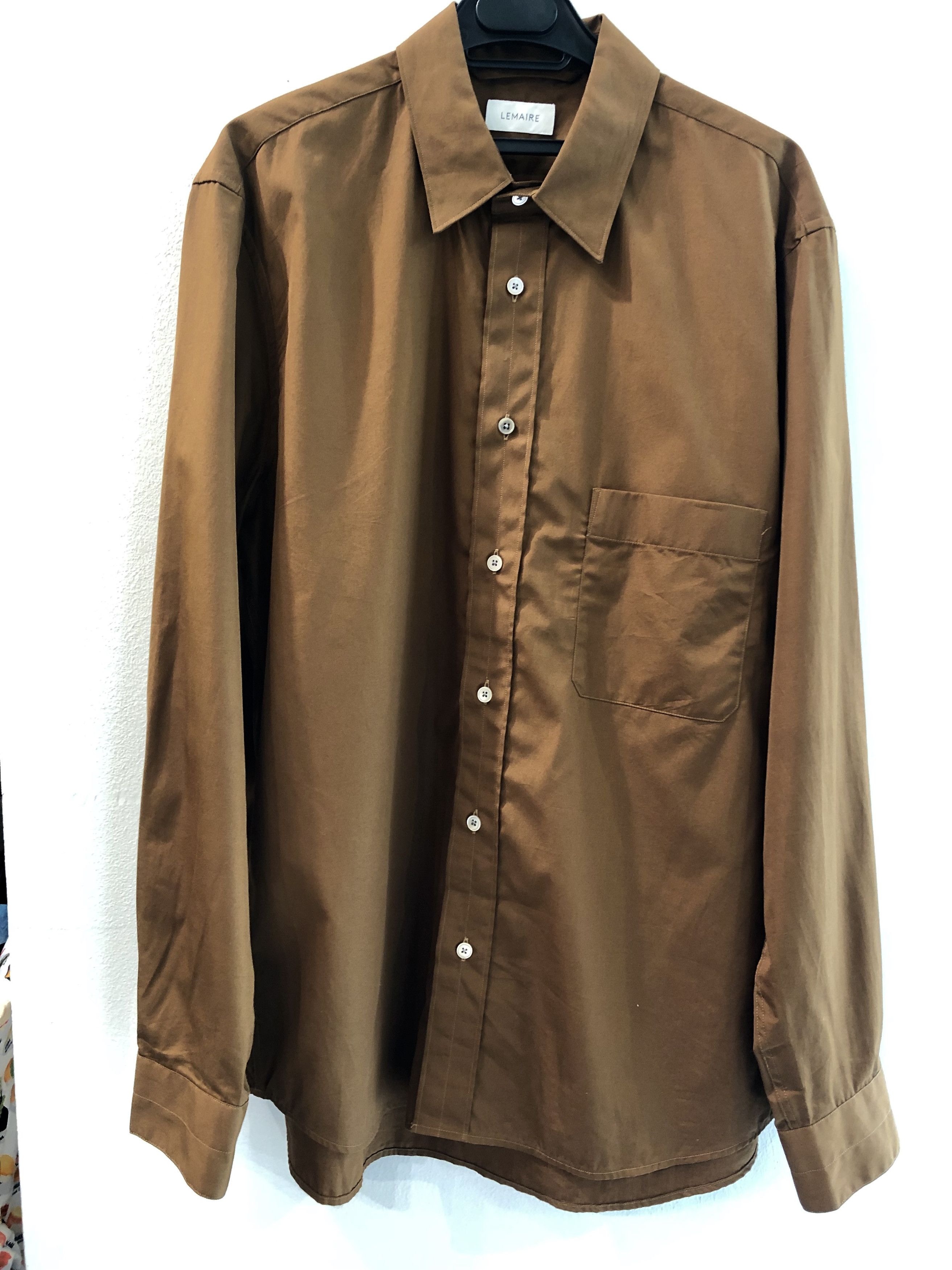 image of Lemaire Button Down in Dark Rust, Men's (Size Small)