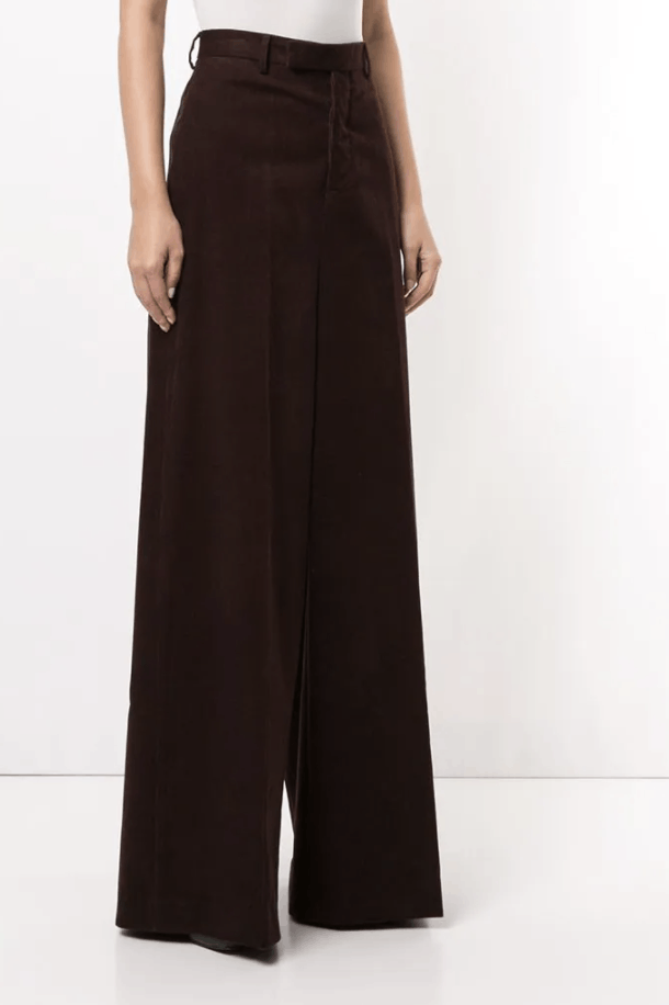 image of Rick Owens Wide-Leg Performa Aw20 Corduroy Trousers in Burgundy/Dark Brown, Men's (Size 30)