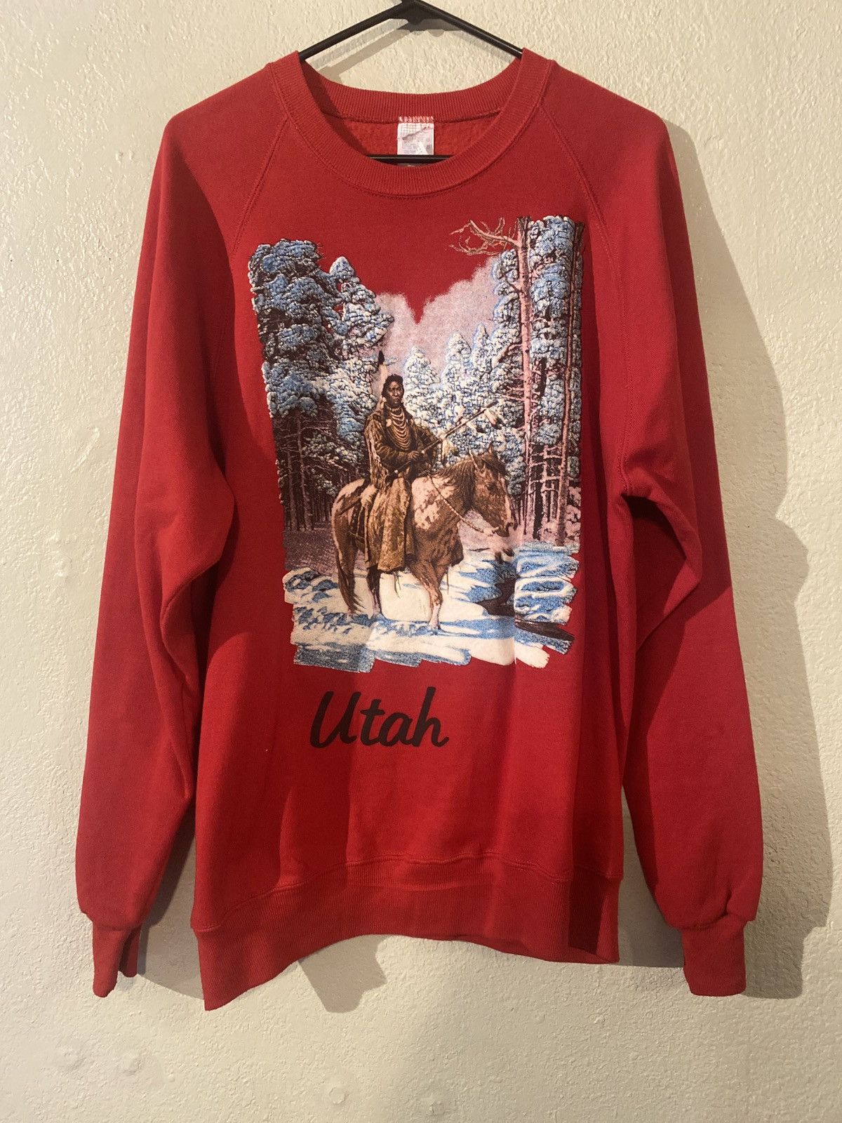 Vintage Vtg 90s Utah Native American on horse sweatshirt Size US XL / EU 56 / 4 - 1 Thumbnail
