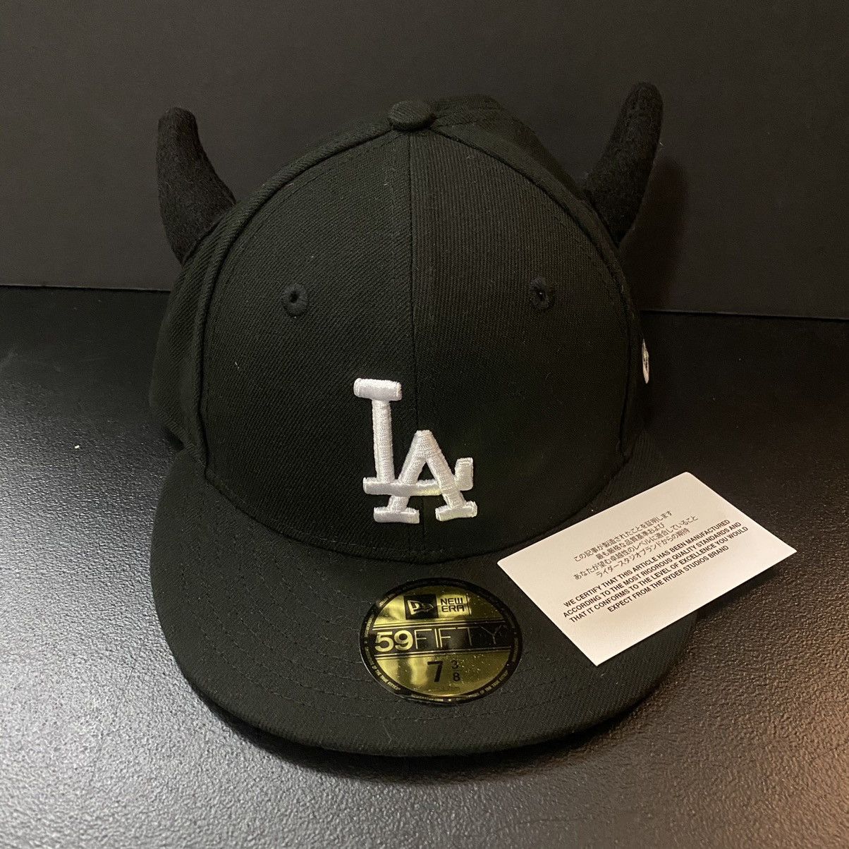 New Era Ryder Studios LA Devil Horns Fitted Hat 7 3/8” Black Grailed
