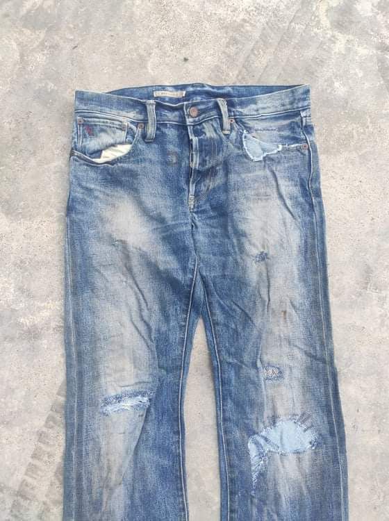 RLX Ralph Lauren RL jeans three quarter distressed denim patchwork design Size US 31 - 2 Thumbnail