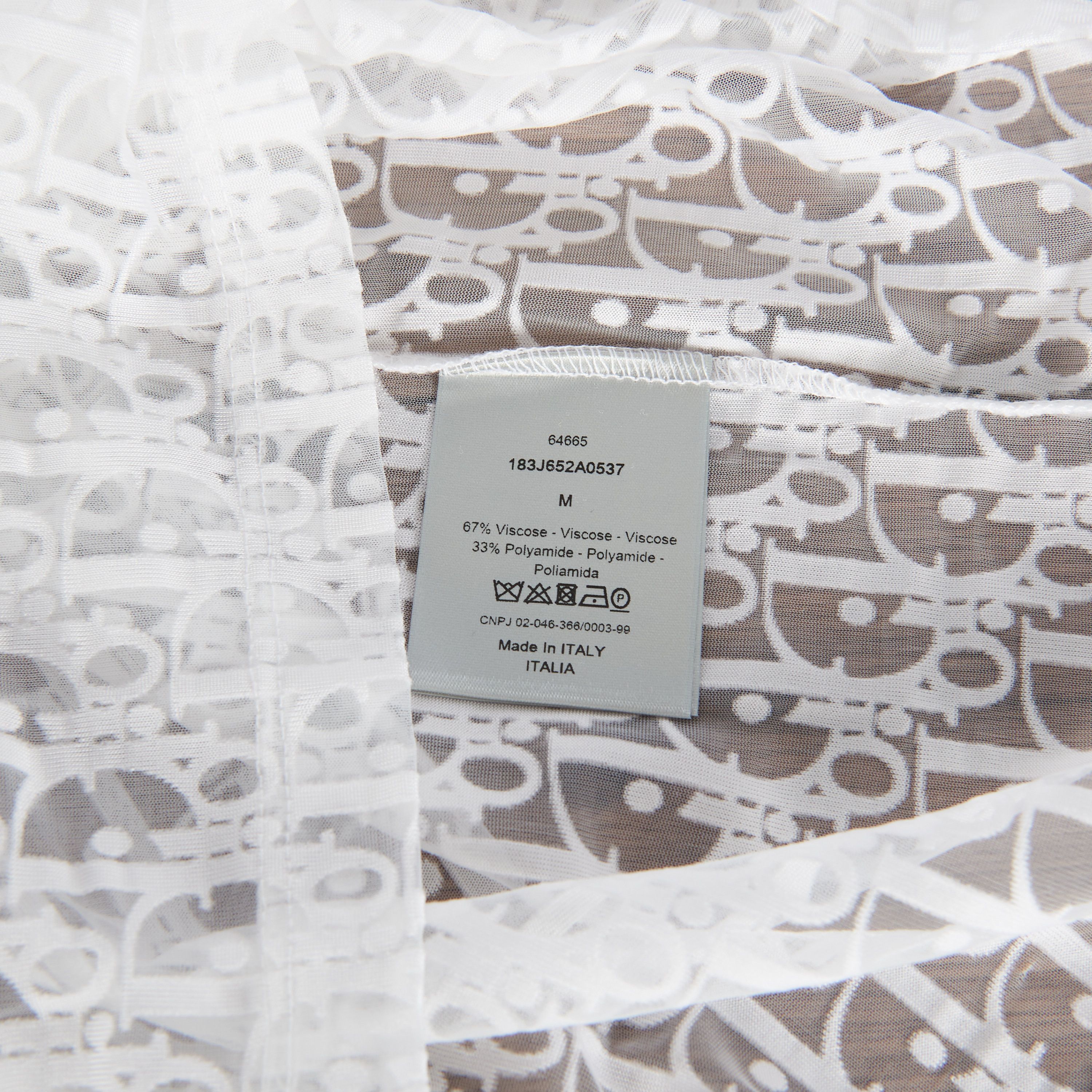 Dior Tshirt With Dior Oblique Motif In White Technical