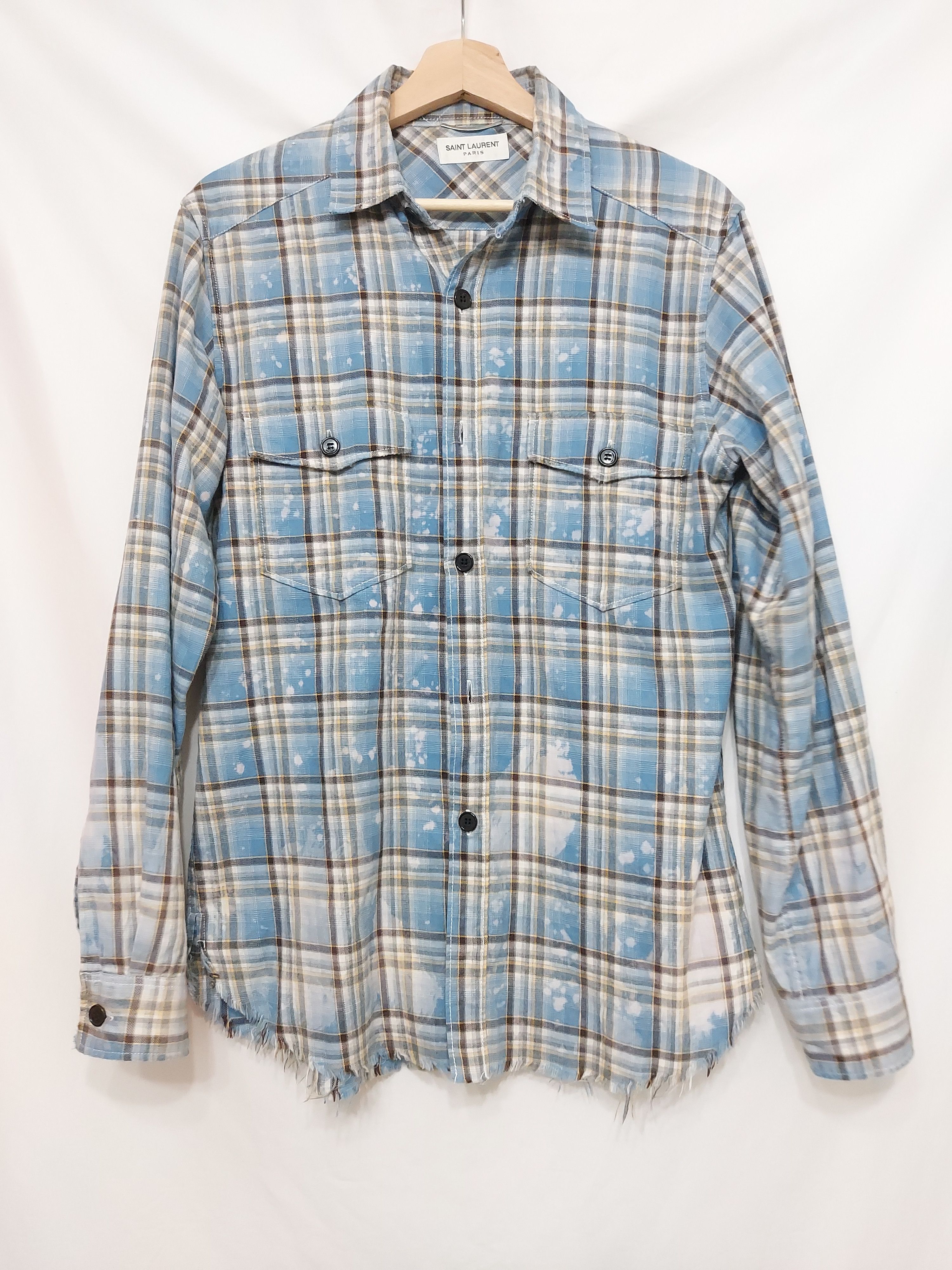 Saint Laurent Paris SS16 Surf Sound Bleached Plaid Flannel Shirt | Grailed