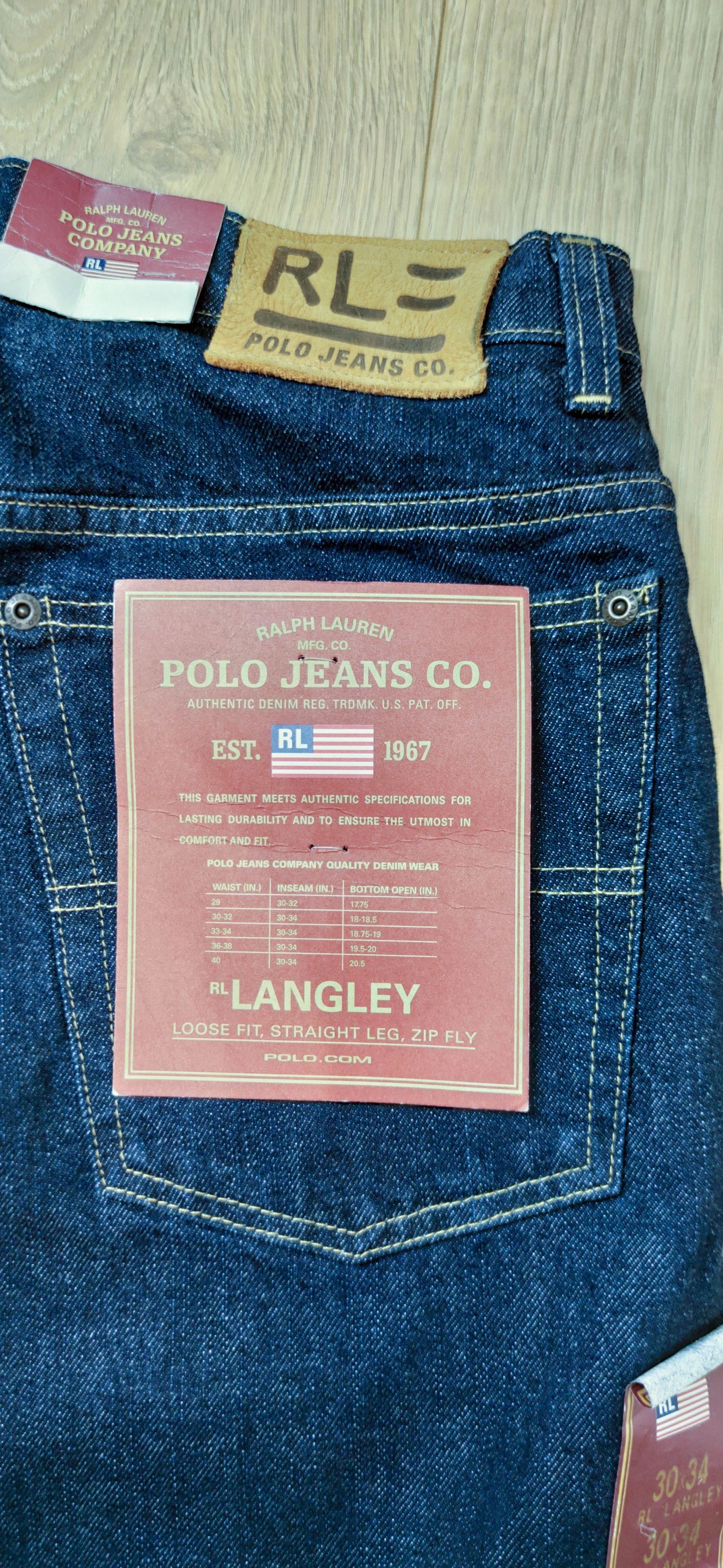 POLO RUGBY RALPH LAUREN STRAIGHT LEG RAW RINSE INDIGO BLUE DENIM JEANS  RARE!