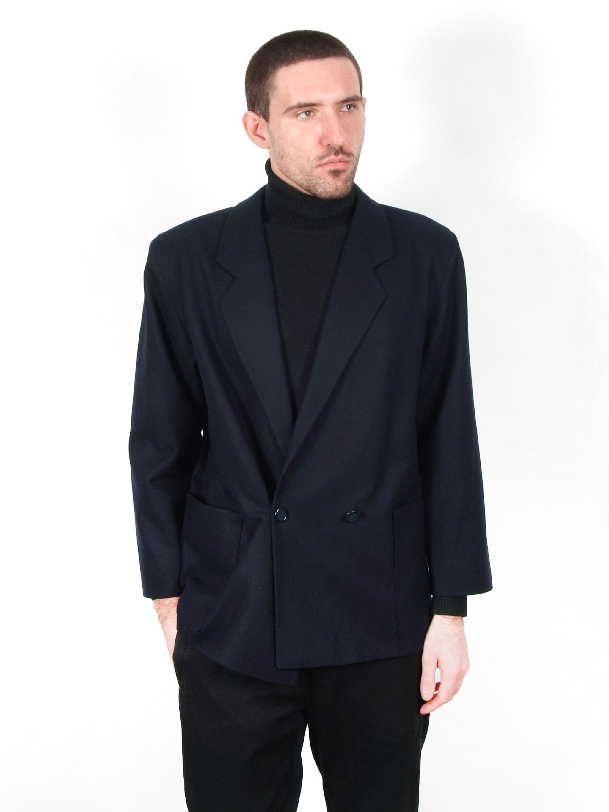 Burberry Vintage Burberrys Doublebreasted Navy Blue Wool Jacket Size 36R - 1 Thumbnail