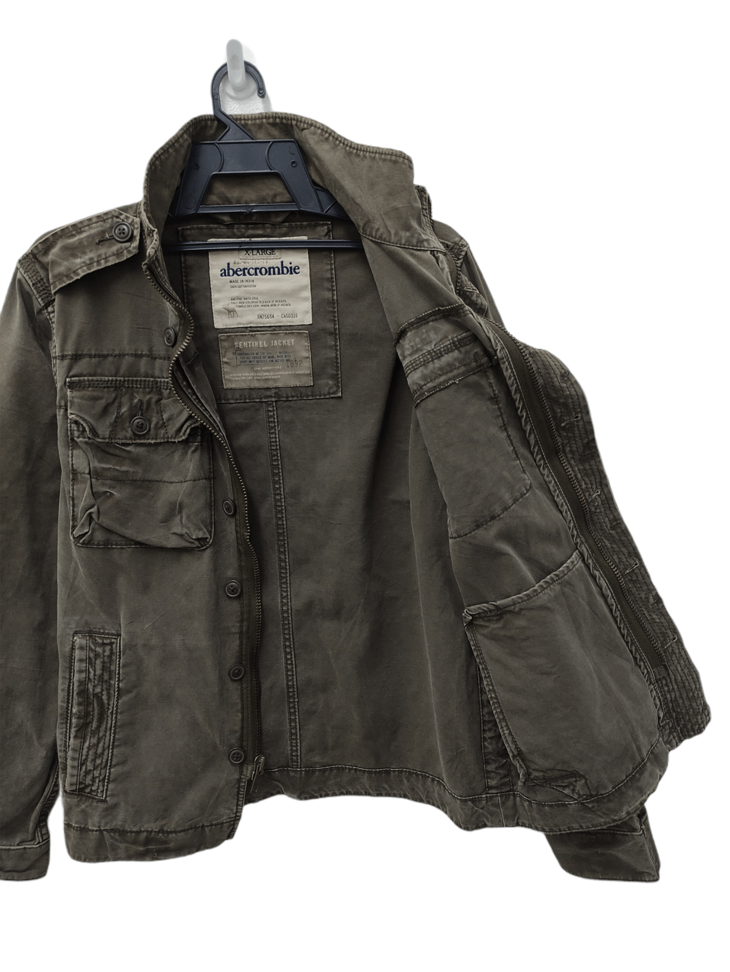 Abercrombie & Fitch ABERCROMBIE BUTTON ZIPPER MILITARY