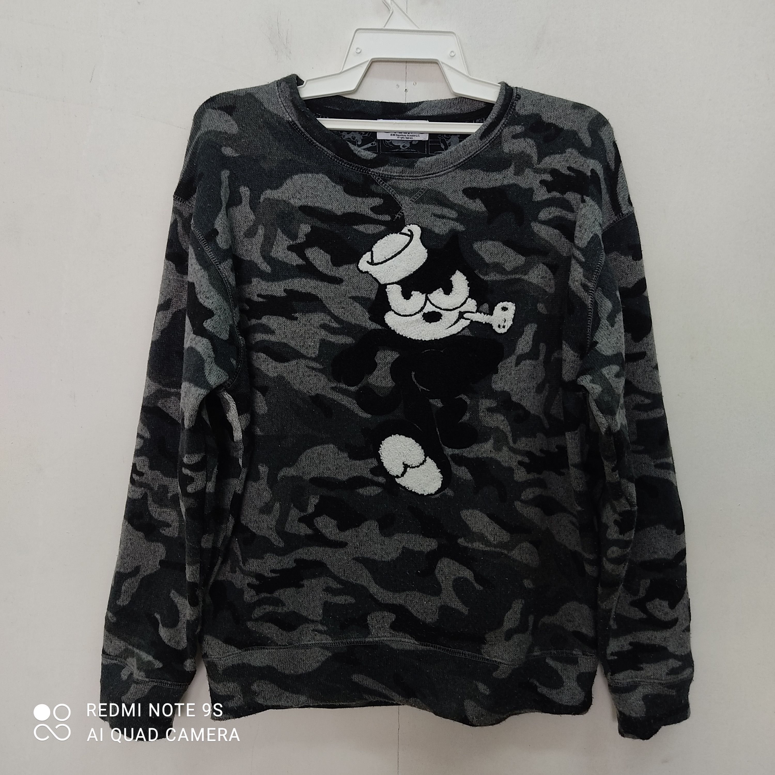 image of Cartoon Network Felix The Cat Camo Black Big Picture Embroidery Sweatshirt in Black Camo (Size Medi