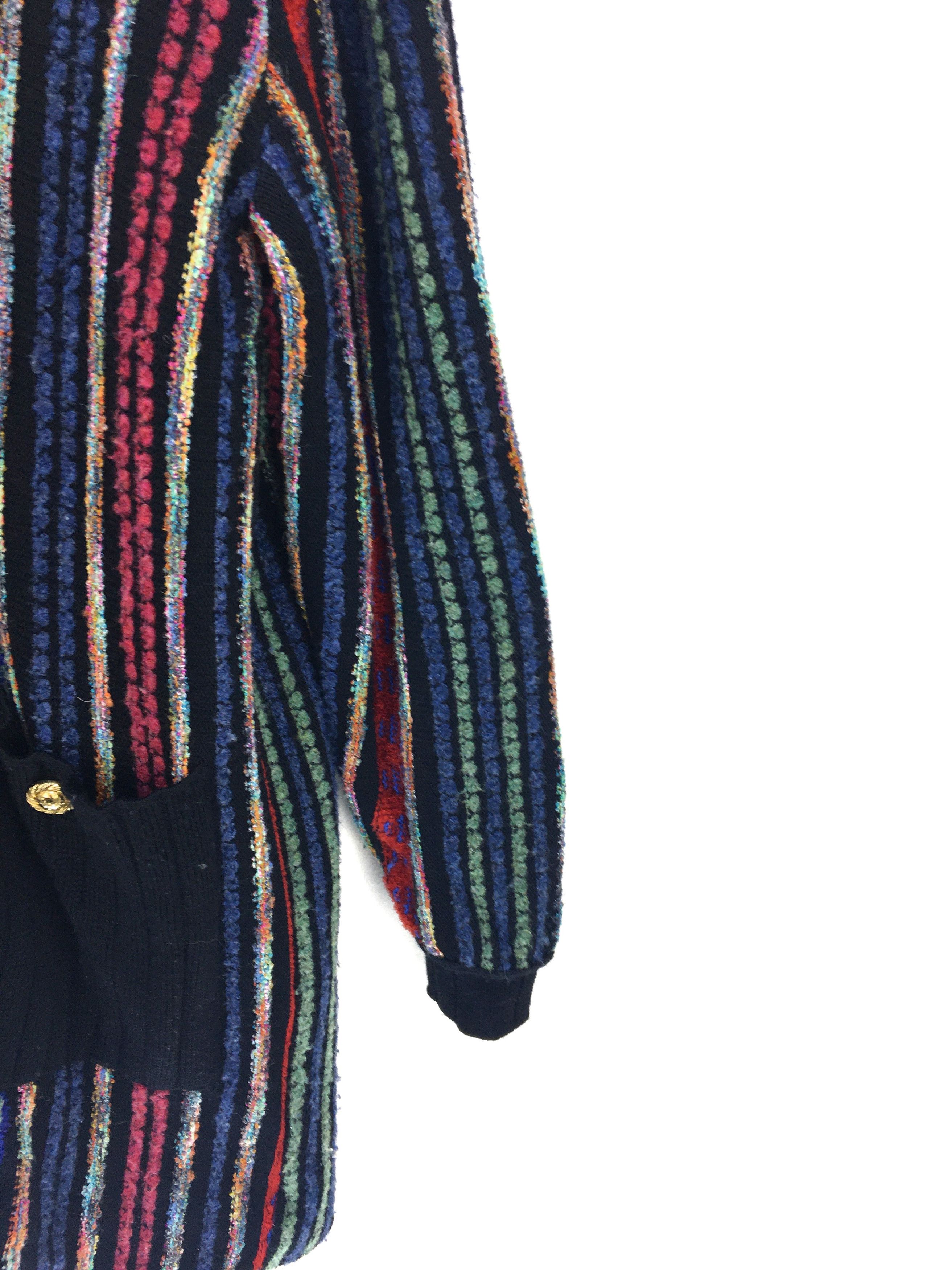 Anglo-Italian LUCIA DAL MASO Leopard Striped Wool Knit Jacket Size US L / EU 52-54 / 3 - 4 Thumbnail