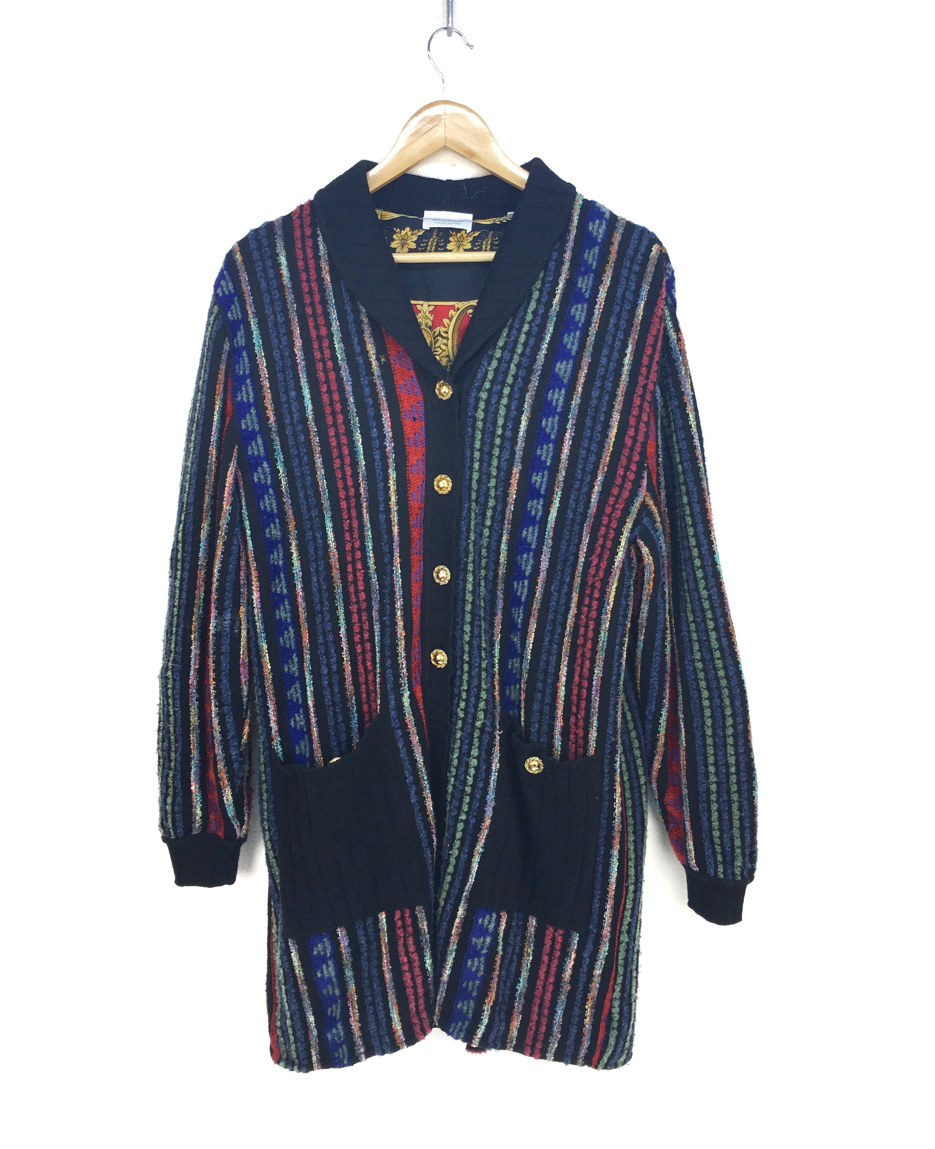 Anglo-Italian LUCIA DAL MASO Leopard Striped Wool Knit Jacket Size US L / EU 52-54 / 3 - 1 Thumbnail