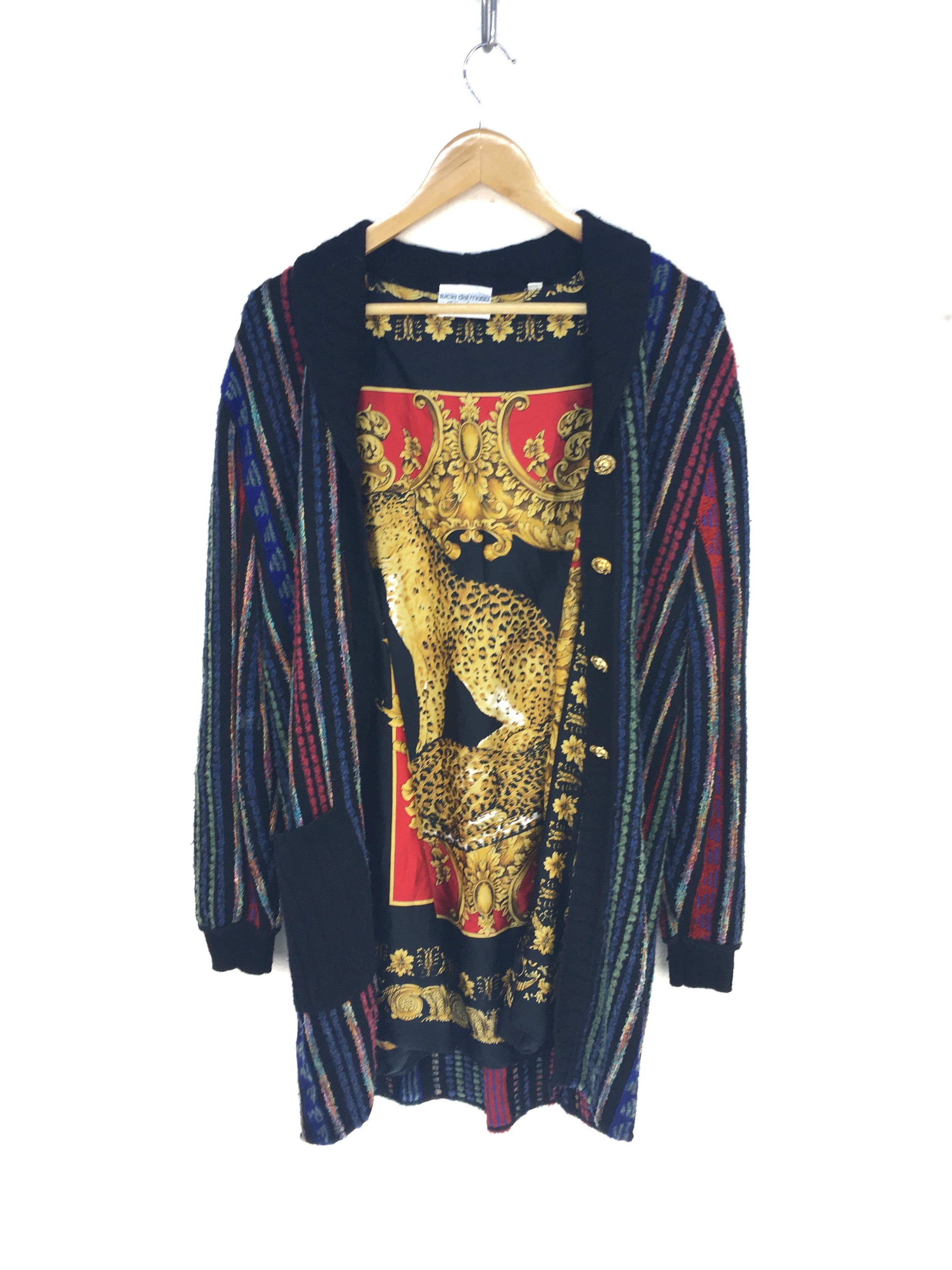 Anglo-Italian LUCIA DAL MASO Leopard Striped Wool Knit Jacket Size US L / EU 52-54 / 3 - 2 Thumbnail