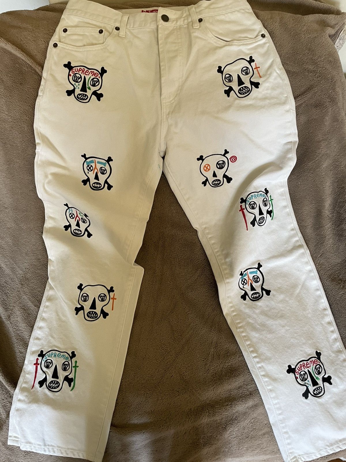 Supreme Clayton Patterson/Supreme Skulls Embroidered Regular Jean