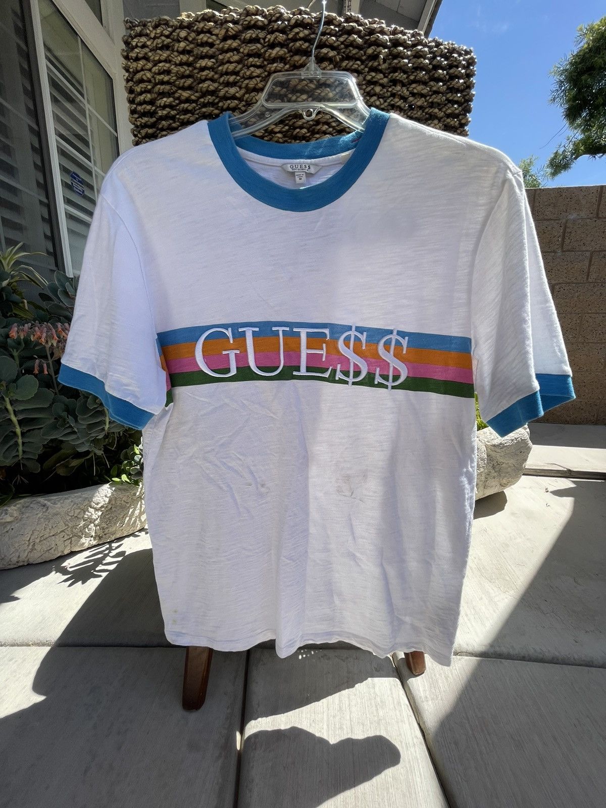 Guess Rainbow Ringer Tee ASAP Rocky x guess Grailed