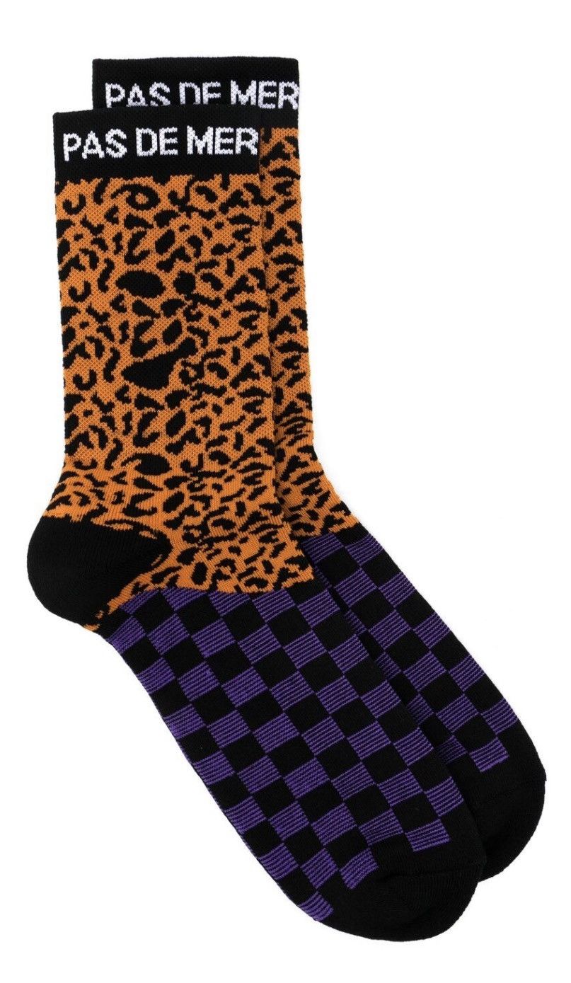 Designer × Pas De Faux PAS DE MER Deadstock Agua Santa Dual Pattern Sock Purp/Orang Size ONE SIZE - 4 Thumbnail
