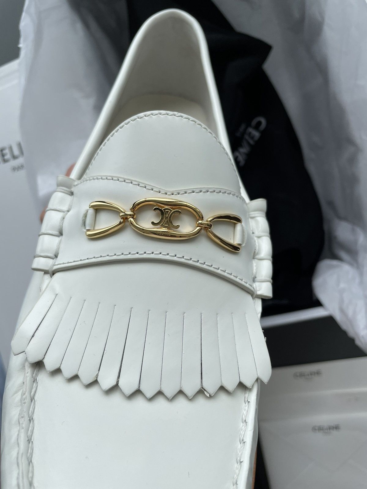 Celine × Hedi Slimane Celine Hedi Slimane Triomphe Leather Logo Loafer Shoes Size US 7 / EU 40 - 12 Thumbnail