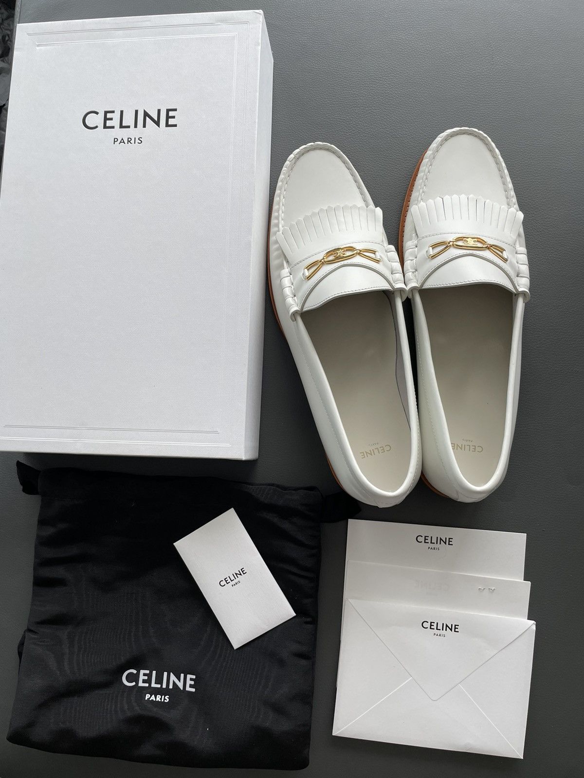 Celine × Hedi Slimane Celine Hedi Slimane Triomphe Leather Logo Loafer Shoes Size US 7 / EU 40 - 14 Thumbnail