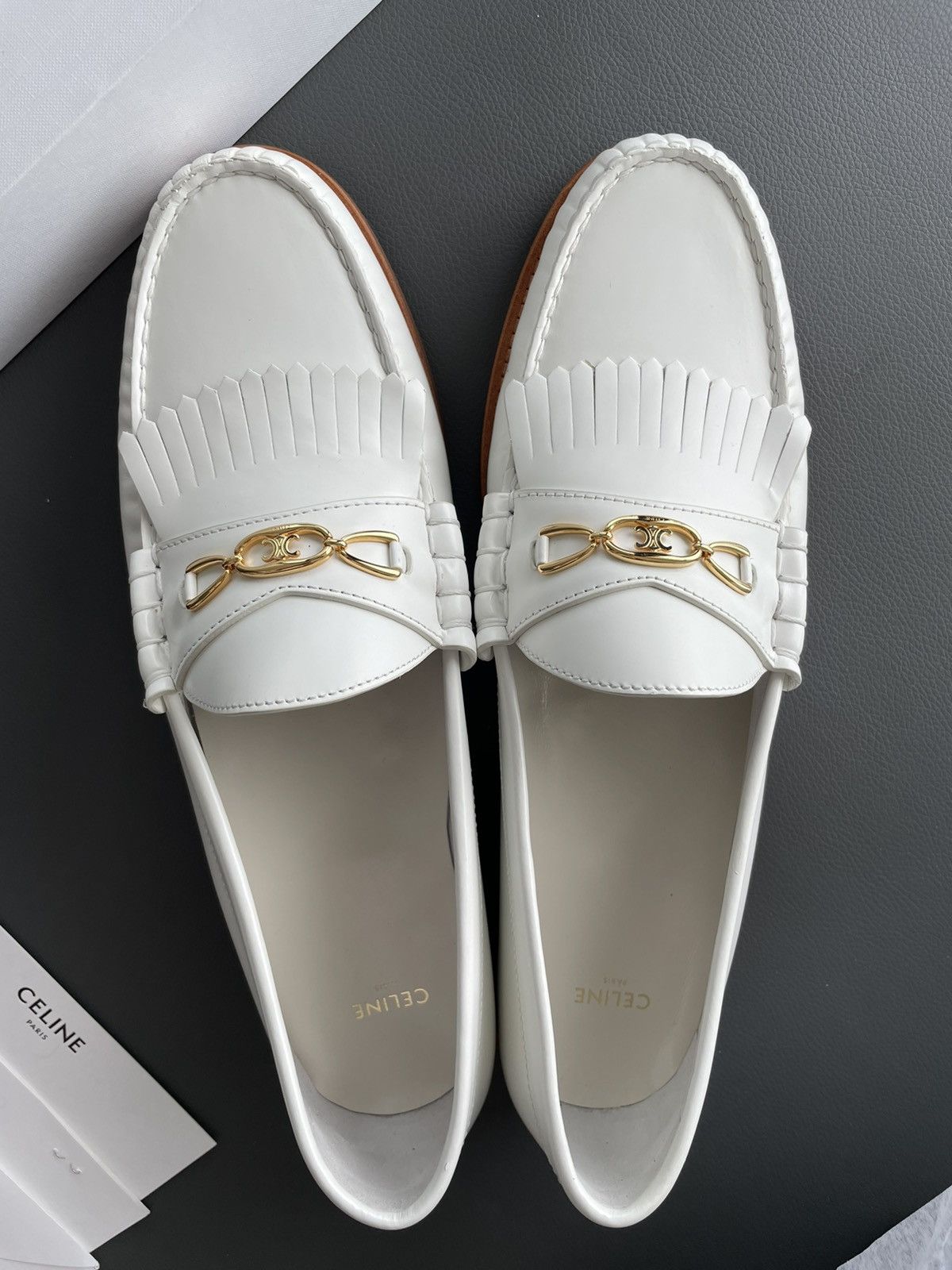 Celine × Hedi Slimane Celine Hedi Slimane Triomphe Leather Logo Loafer Shoes Size US 7 / EU 40 - 19 Thumbnail
