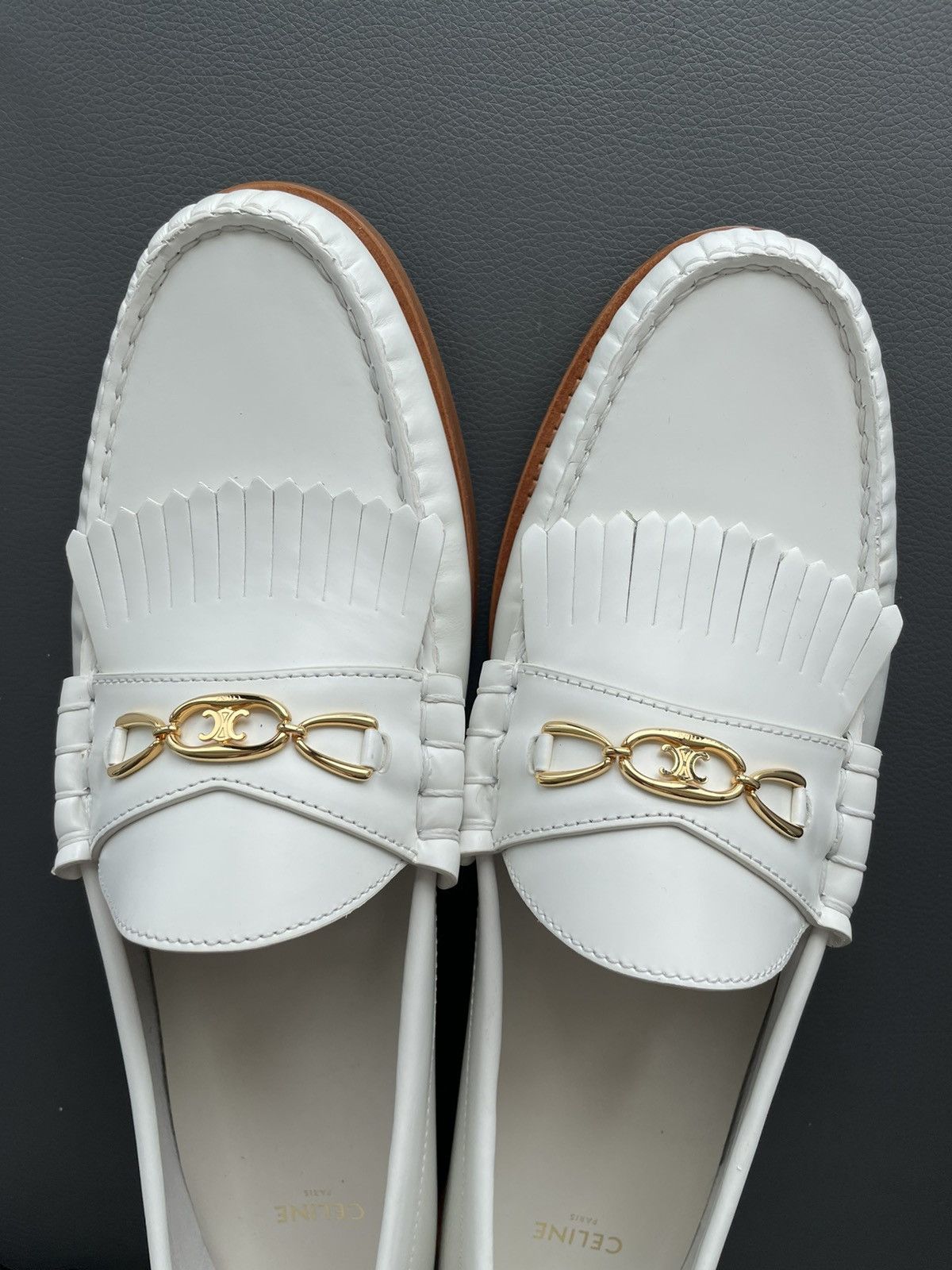 Celine × Hedi Slimane Celine Hedi Slimane Triomphe Leather Logo Loafer Shoes Size US 7 / EU 40 - 17 Thumbnail