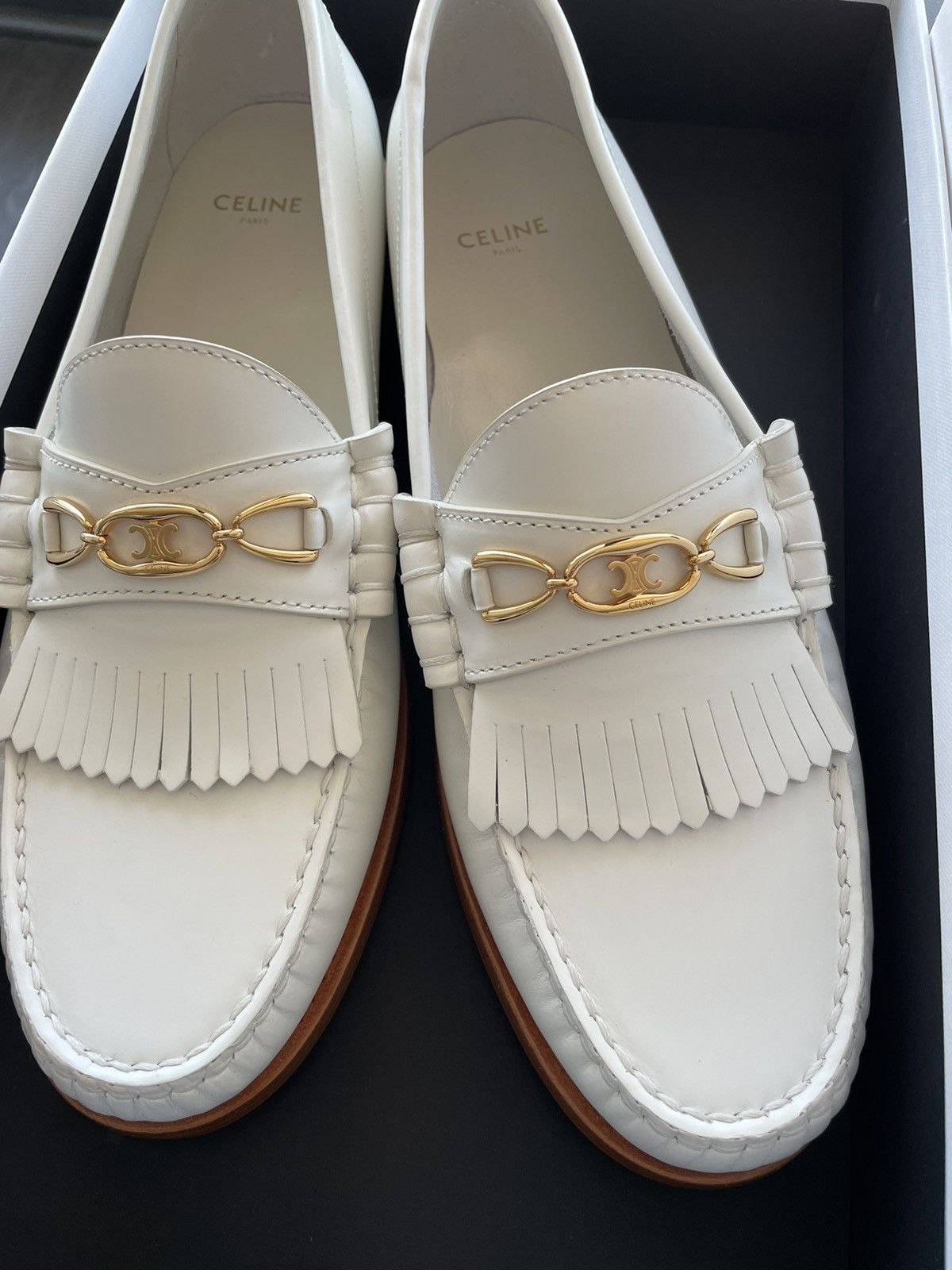 Celine × Hedi Slimane Celine Hedi Slimane Triomphe Leather Logo Loafer Shoes Size US 7 / EU 40 - 9 Thumbnail