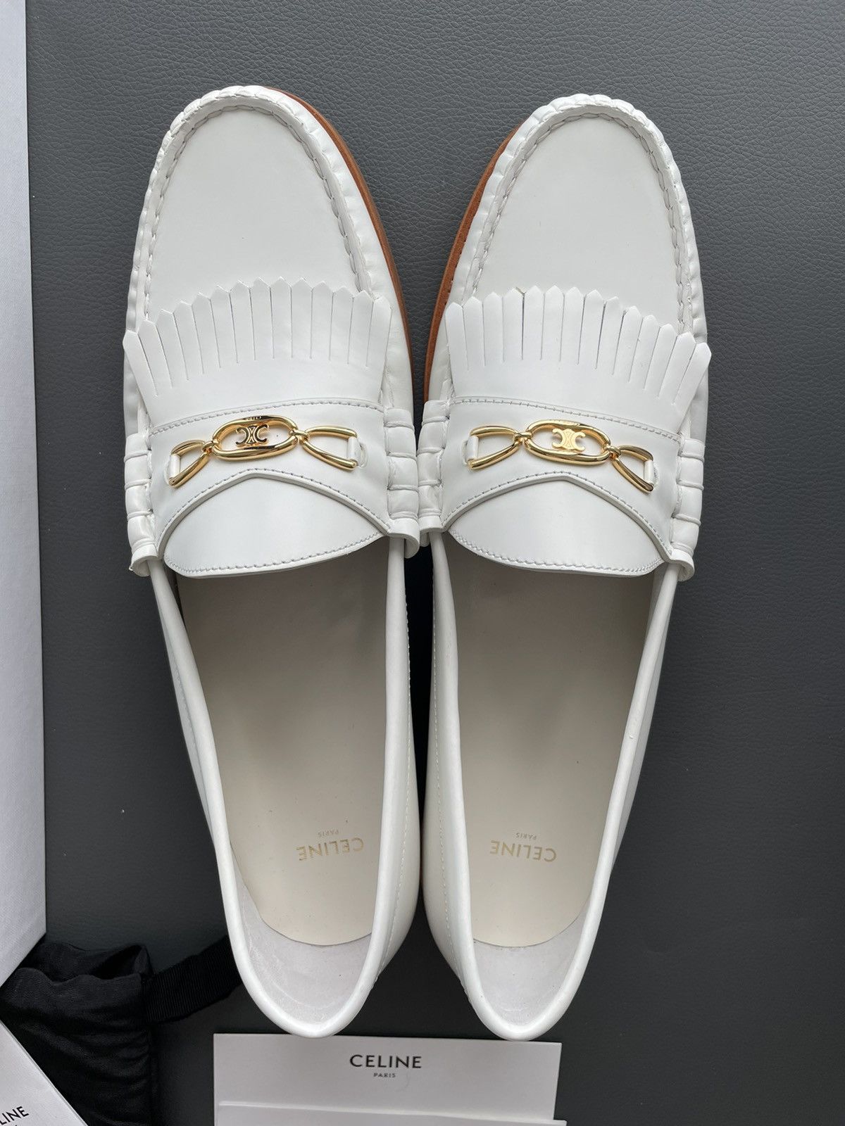 Celine × Hedi Slimane Celine Hedi Slimane Triomphe Leather Logo Loafer Shoes Size US 7 / EU 40 - 21 Thumbnail