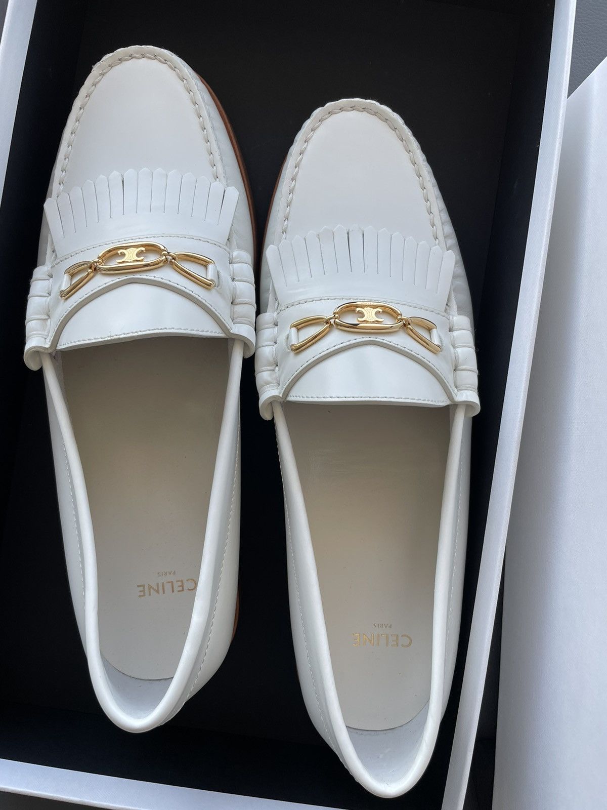Celine × Hedi Slimane Celine Hedi Slimane Triomphe Leather Logo Loafer Shoes Size US 7 / EU 40 - 6 Thumbnail
