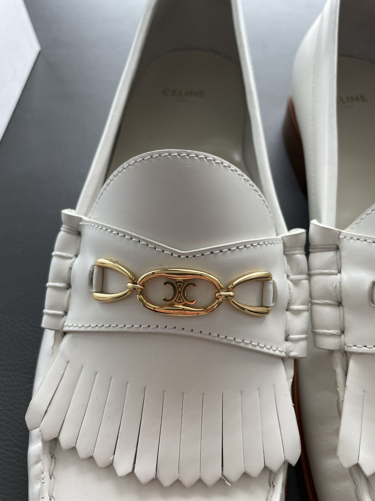 Celine × Hedi Slimane Celine Hedi Slimane Triomphe Leather Logo Loafer Shoes Size US 7 / EU 40 - 22 Thumbnail